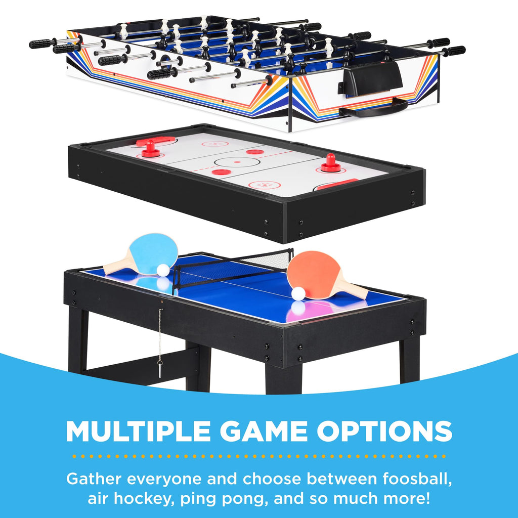 Best Choice Products 2x4ft Combo Game Table Set for Home, Game Room, Friends & Family w/Hockey, Foosball, Pool, Shuffleboard, Ping Pong, Chess, Checkers, Bowling, and Backgammon