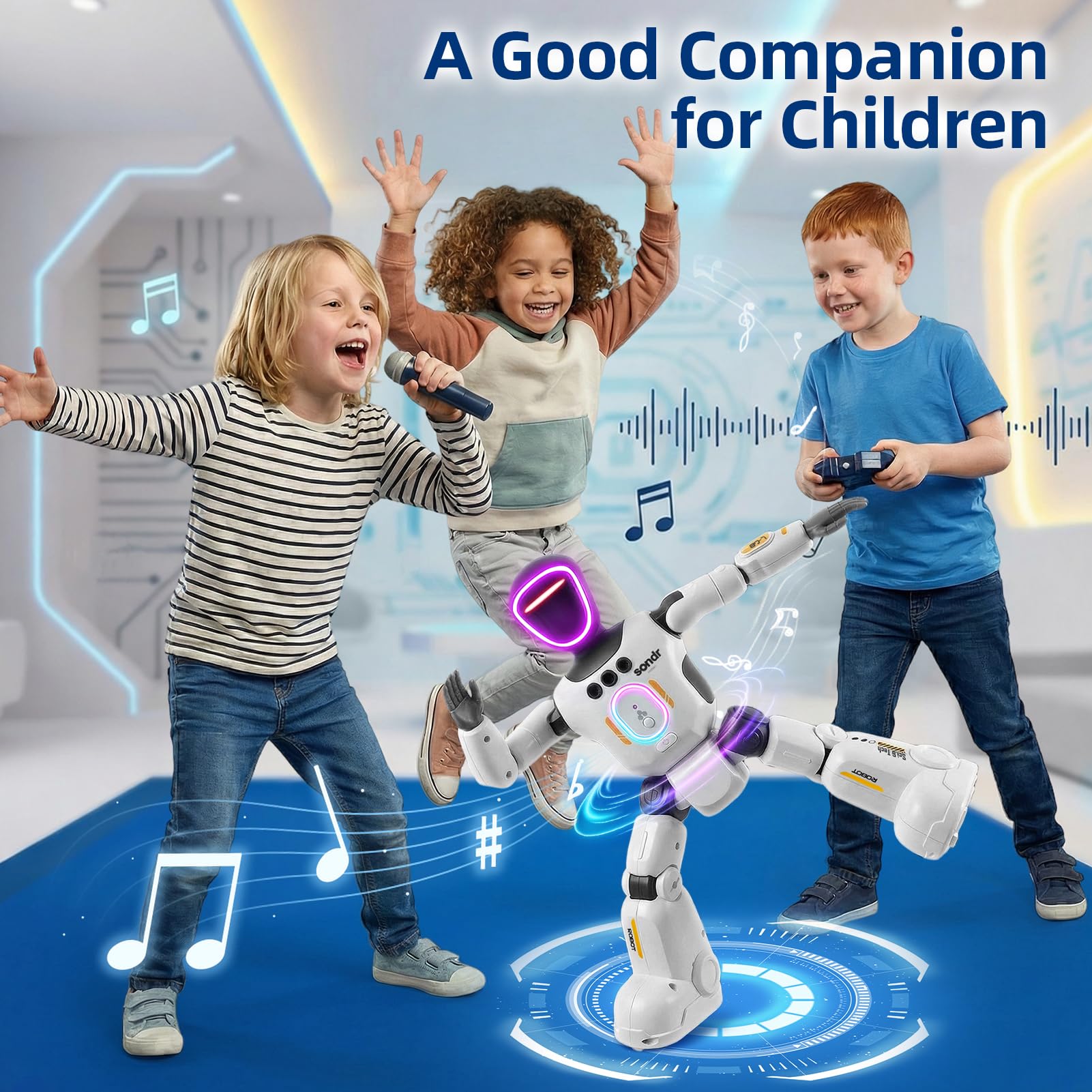 Robot Toy for Kids, Voice Recording&Playback Remote Control Robot, LED Faces Interactive Kids Toy with Gesture Sensing, Music Walking Dancing Birthday Gift for 4 5 6 7 8 9 10 11 12 Year Old Boys Girls