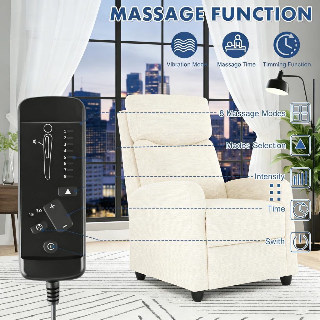 Simple Deluxe Massage Recliner Chair - Adjustable PU Leather Recliner, Luxe Reading Chair & Sofa Chair for Living Room Chairs or Bedroom Chair, Small Recliner for Home Theater, Black