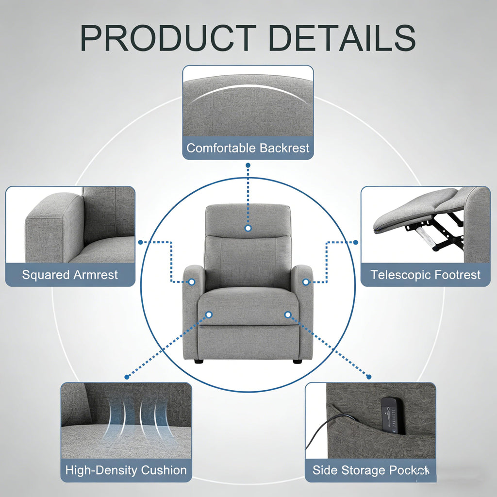 Simple Deluxe Massage Recliner Chair - Adjustable PU Leather Recliner, Luxe Reading Chair & Sofa Chair for Living Room Chairs or Bedroom Chair, Small Recliner for Home Theater, Black
