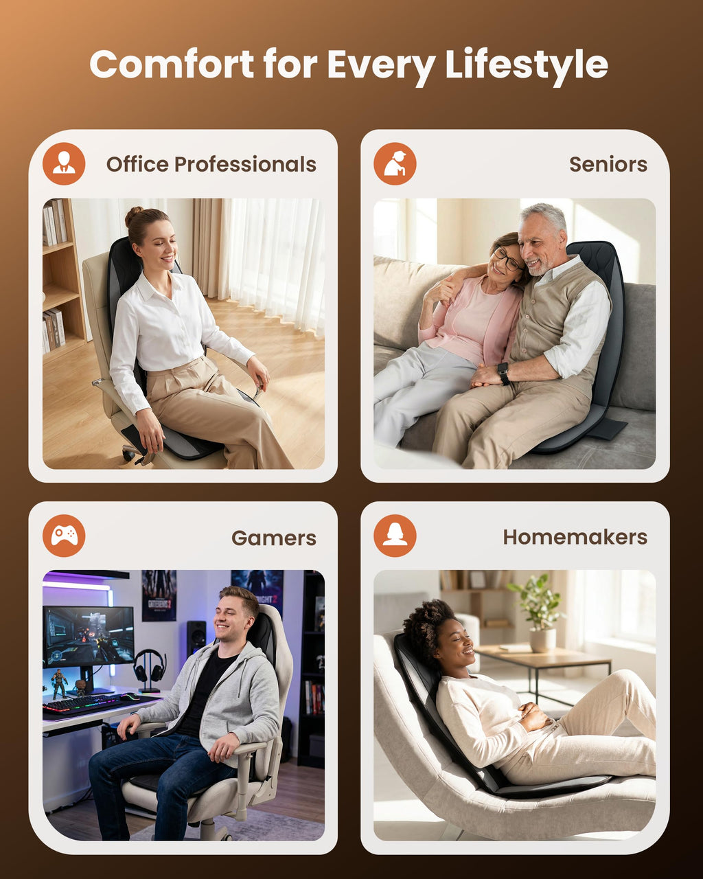 CILI Massage Chair Pad,Back Massager with Heat,Massage Seat Cushion with 10 Vibration Motors,30-60-90 Minutes Heating Options,Chair Massager for Office Chair, Home Office Use, Relaxation Father Gift