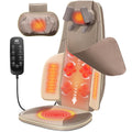 Shiatsu Neck and Back Massager for Chair with Heat, 2 Interchangeable Attachments Full Back Massage Pad Deep Tissue, Adjustable Height 3-Level Intensity for Office Home, Masajeador de Espalda, Khaki