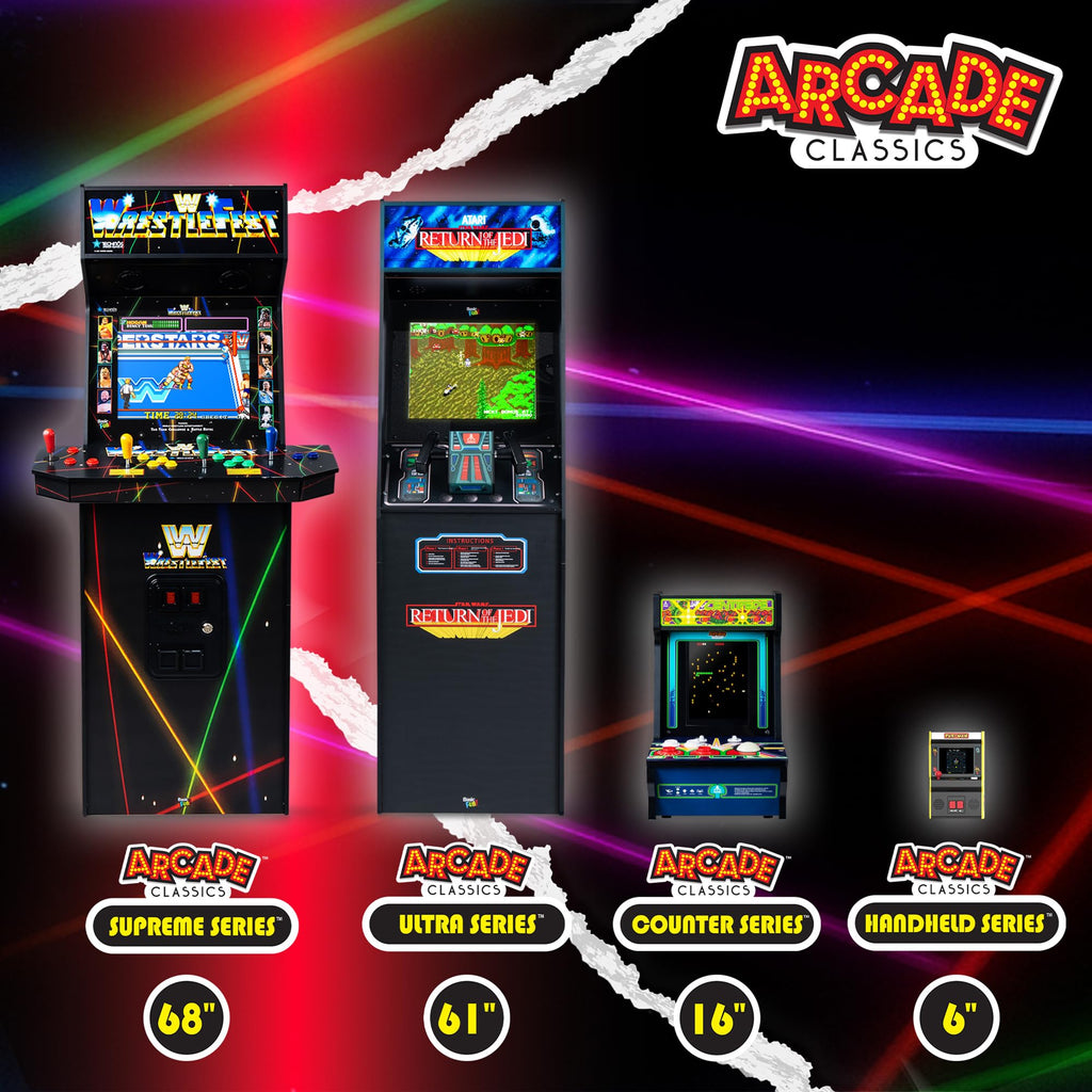 Arcade Classics - WWE Ultra Series Game Machine, 5 Games, 17" Liquid Crystal Screen - Indoor Cabinet, Retro, Gaming Console, Basement Decoration, Man Cave
