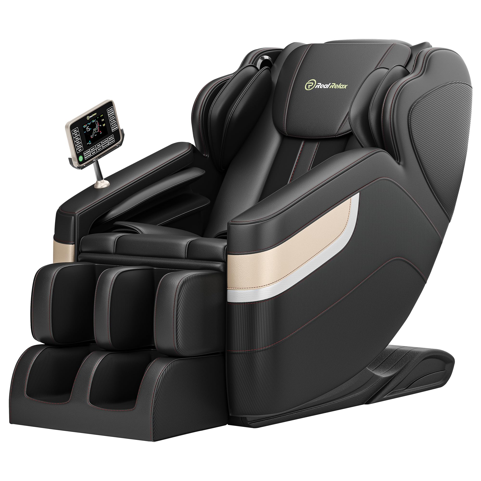 Real Relax Massage Chair, Full Body Zero Gravity Massage Recliner, with Auto Modes, LCD, Bluetooth, Foot Massage, Black