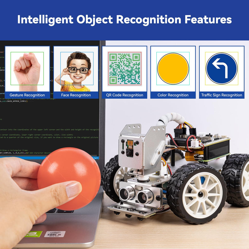 SunFounder Picar-X AI Video Robot Car Kit for Raspberry Pi 5/4/3B+/Zero 2w, LLMs ChatGPT-4o/Gemini/Grok, Voice&Video Recognition, Python, Scratch, Camera, Batterry (RPI NOT Included)