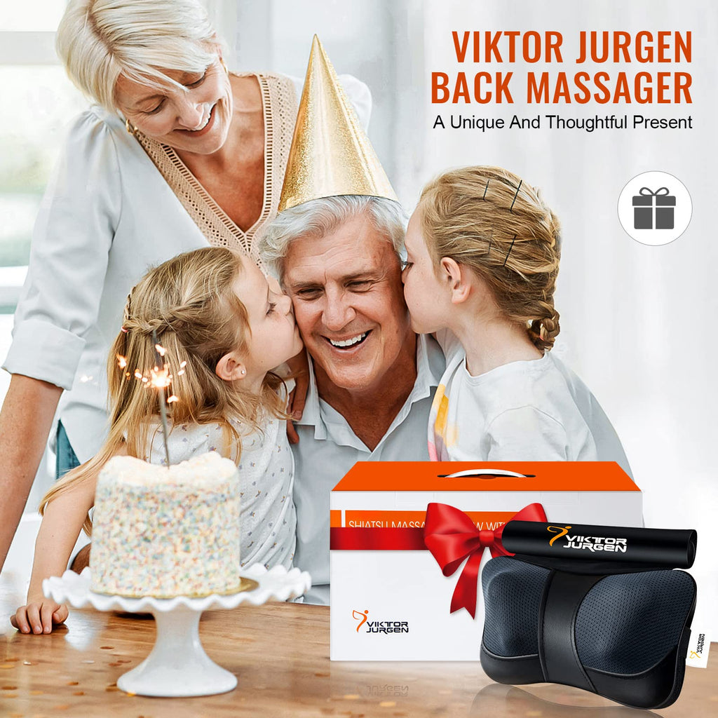 VIKTOR JURGEN Fathers Day Dad Gifts, Shiatsu Back Massager with Heat – Deep Tissue Massage for Neck, Shoulder, Back Pain Relief, Electric Kneading 3D Massage Pillow Gifts for Men Women Mom, Christmas