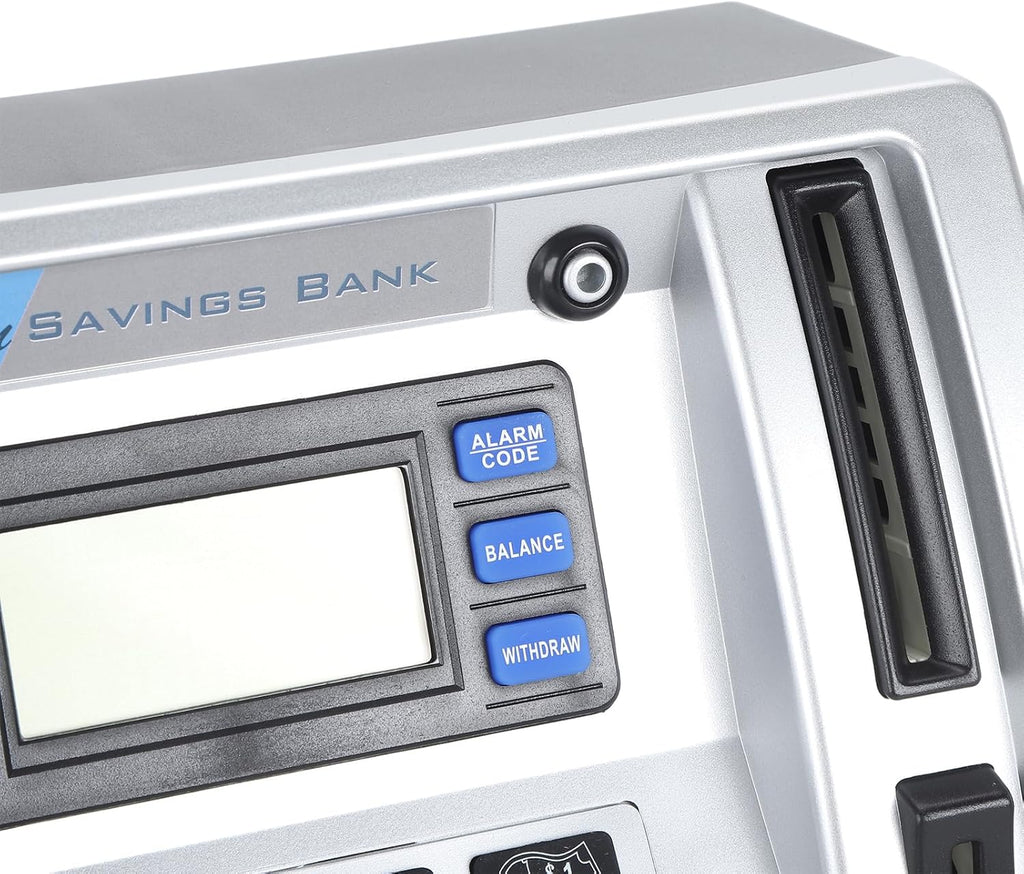 ATM Piggy Bank, Voice Prompt Money Counting Mini ATM Machine for Kids, Note Recognition, Targets Setting Piggy Bank with PIN Code Reset, Password Cash Can