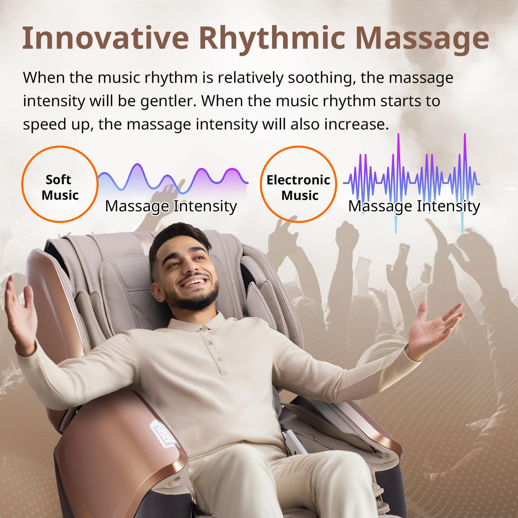 MYNTA 4D Massage Chair, Dual Mechanism 4D+2D Massage Chair Full Body, Waist & Shawl Heating with Extended SL-Track, Foot & Calf Massager, Music Sync with Hi-Fi Bluetooth Speaker