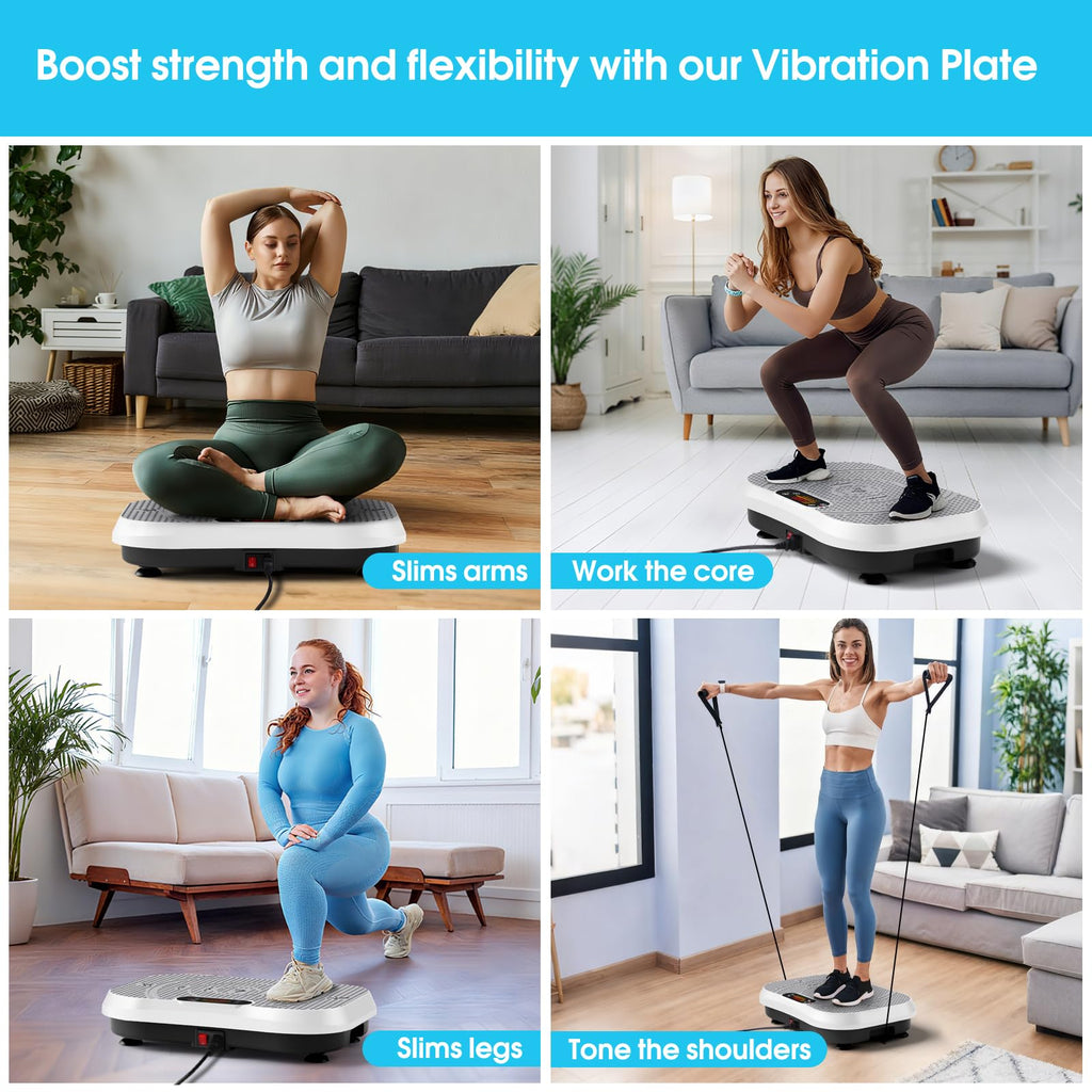 SoftGym Waver Vibration Plate Exercise Machine for Lymphatic Drainage Weight Loss,120 Speed Levels Vibrating Platform with Resistance Bands,Full-Body Workout Equipment for Muscle Toning