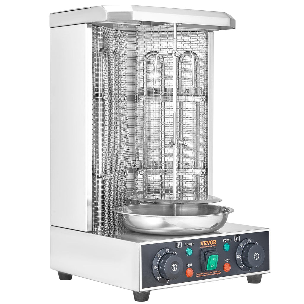 VEVOR Shawarma Grill Machine, Chicken Shawarma Cooker Machine Countertop, Electric Stainless Steel Broiler Gyro Rotisserie Oven Doner Kebab Machine, for Home Restaurant Kitchen Parties