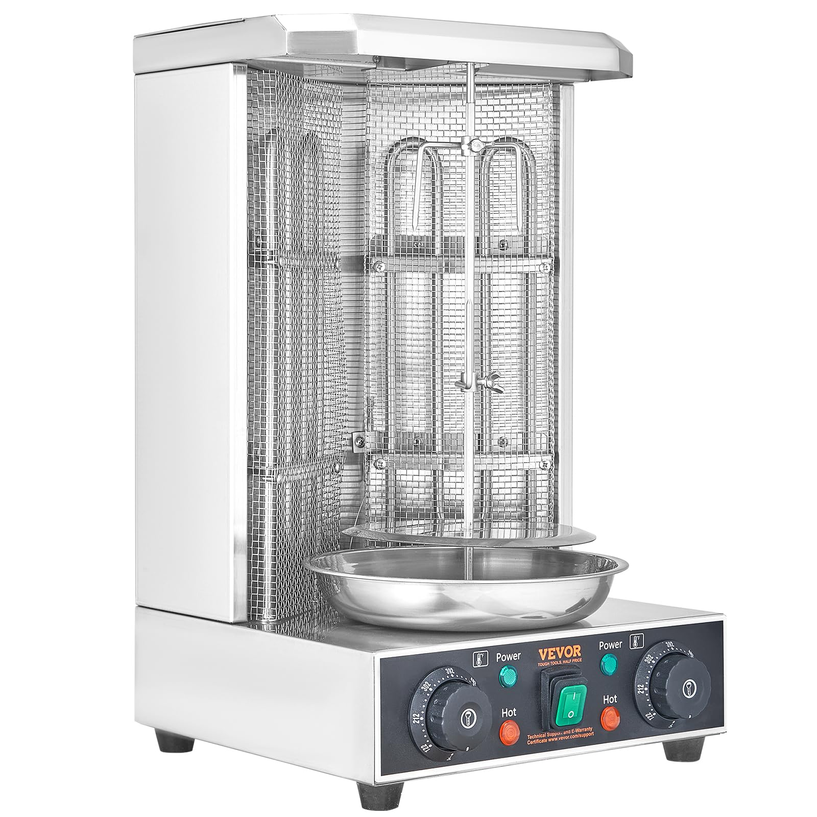 VEVOR Shawarma Grill Machine, Chicken Shawarma Cooker Machine Countertop, Electric Stainless Steel Broiler Gyro Rotisserie Oven Doner Kebab Machine, for Home Restaurant Kitchen Parties
