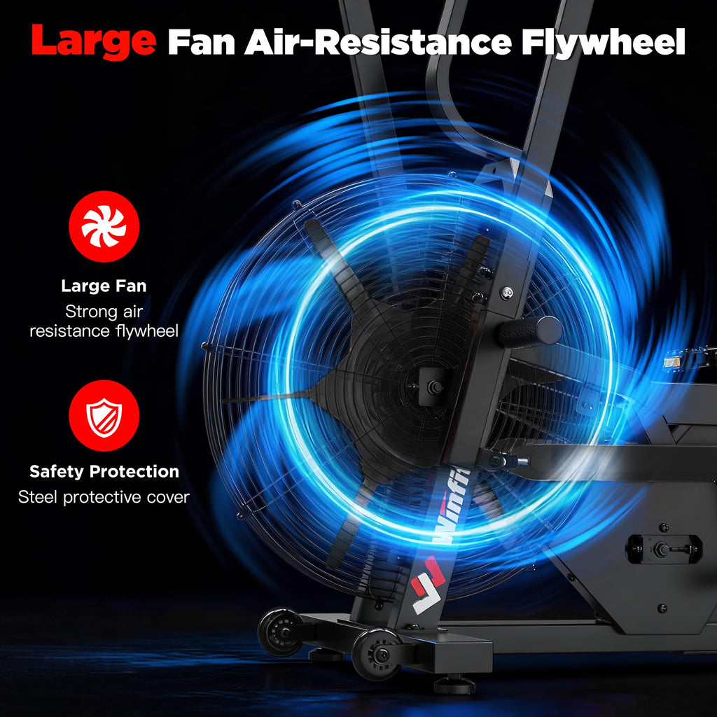 Air Bike,Air-Resistance Exercise Fan Bike With Dual Acction Handlebars for Home Cardio Workout,Adjustable Indoor Cycling Bike,330lb Weight Capacity APP Connection Customizable Monitor