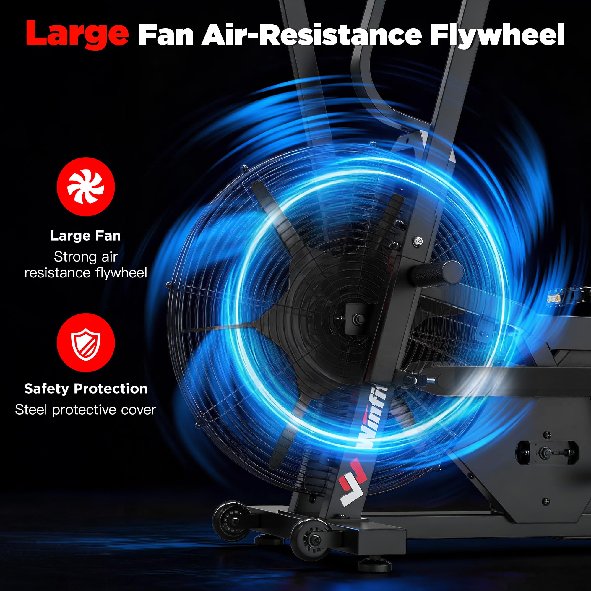 Air Bike,Air-Resistance Exercise Fan Bike With Dual Acction Handlebars for Home Cardio Workout,Adjustable Indoor Cycling Bike,330lb Weight Capacity APP Connection Customizable Monitor