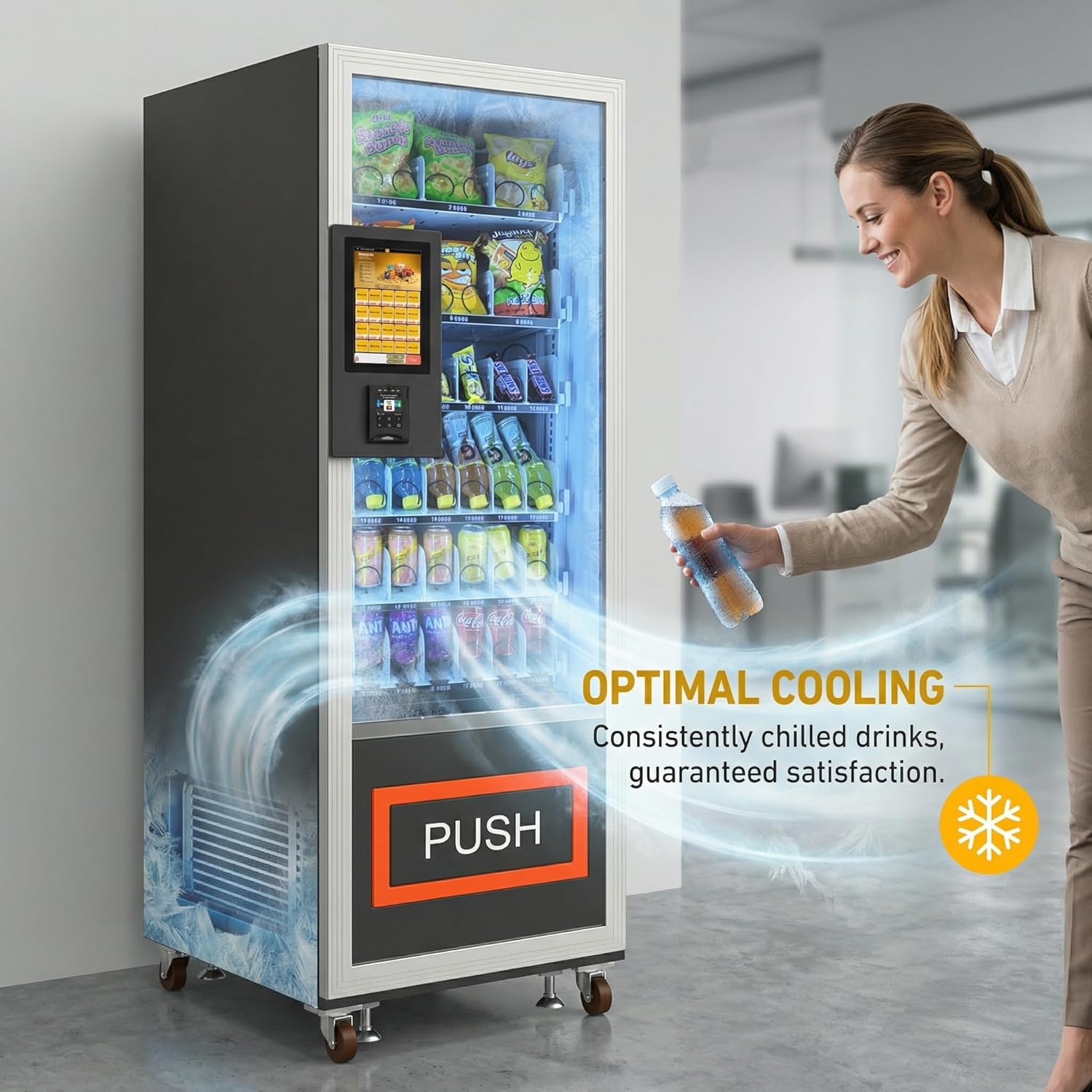 Mini Commercial Vending Machine with Card Reader Snack and Drink Combo 36 Slots Refrigerated Vending Machines for Business