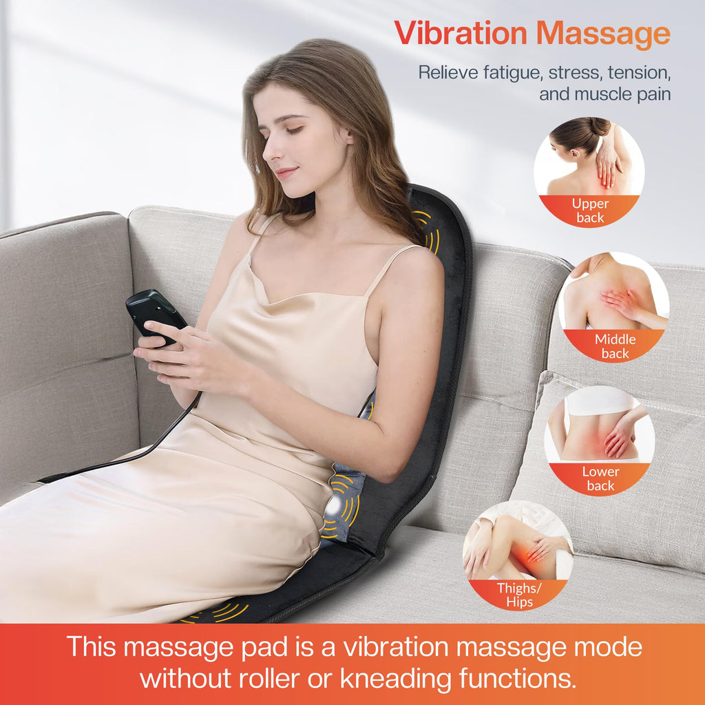 CILI Massage Chair Pad,Back Massager with Heat,Massage Seat Cushion with 10 Vibration Motors,30-60-90 Minutes Heating Options,Chair Massager for Office Chair, Home Office Use, Relaxation Father Gift
