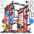 Smith Machine with Cable Crossover System, Multi-Function Power Cage Squat Rack for Home Gym, Power Rack and Packages Weight Sets.