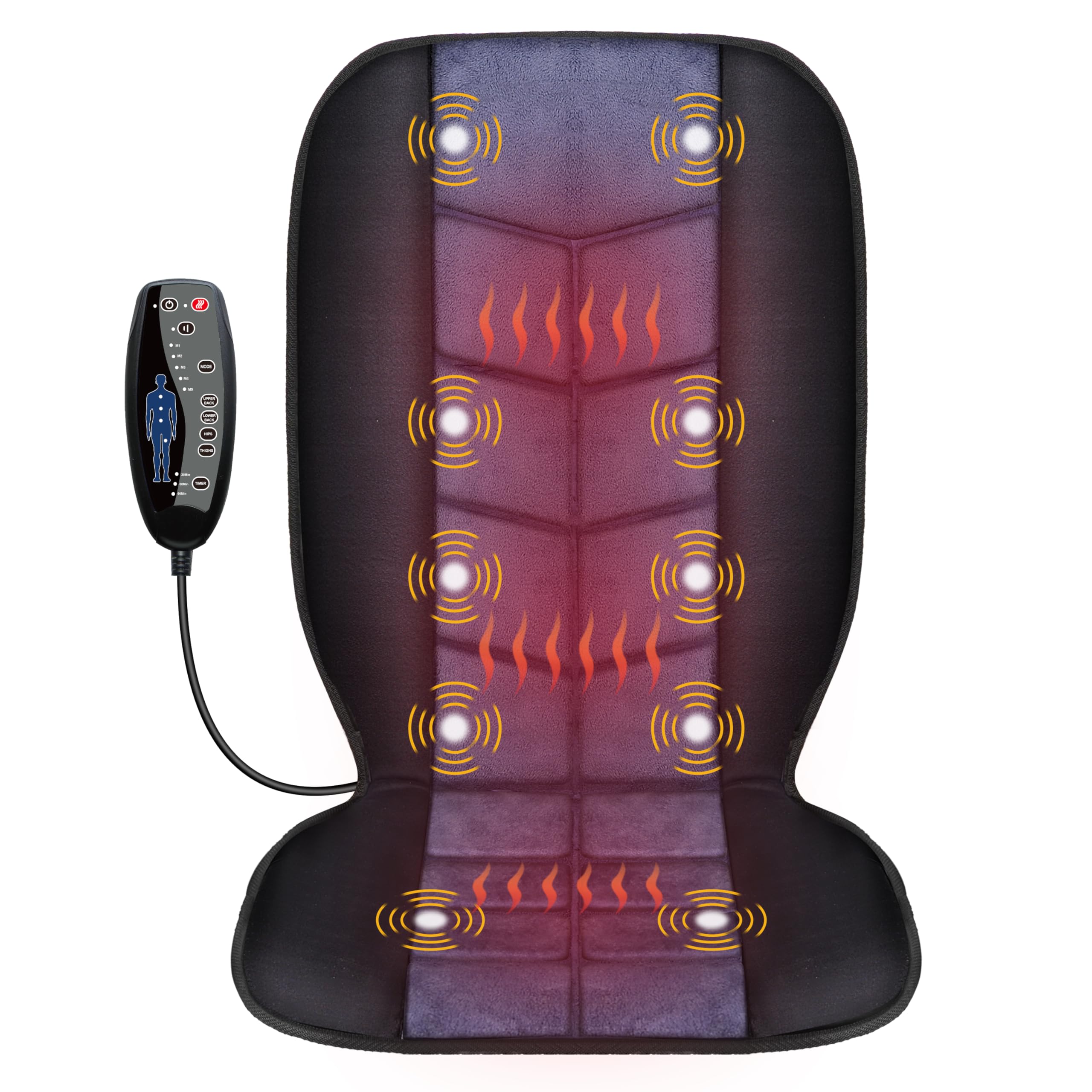 CILI Massage Chair Pad,Back Massager with Heat,Massage Seat Cushion with 10 Vibration Motors,30-60-90 Minutes Heating Options,Chair Massager for Office Chair, Home Office Use, Relaxation Father Gift