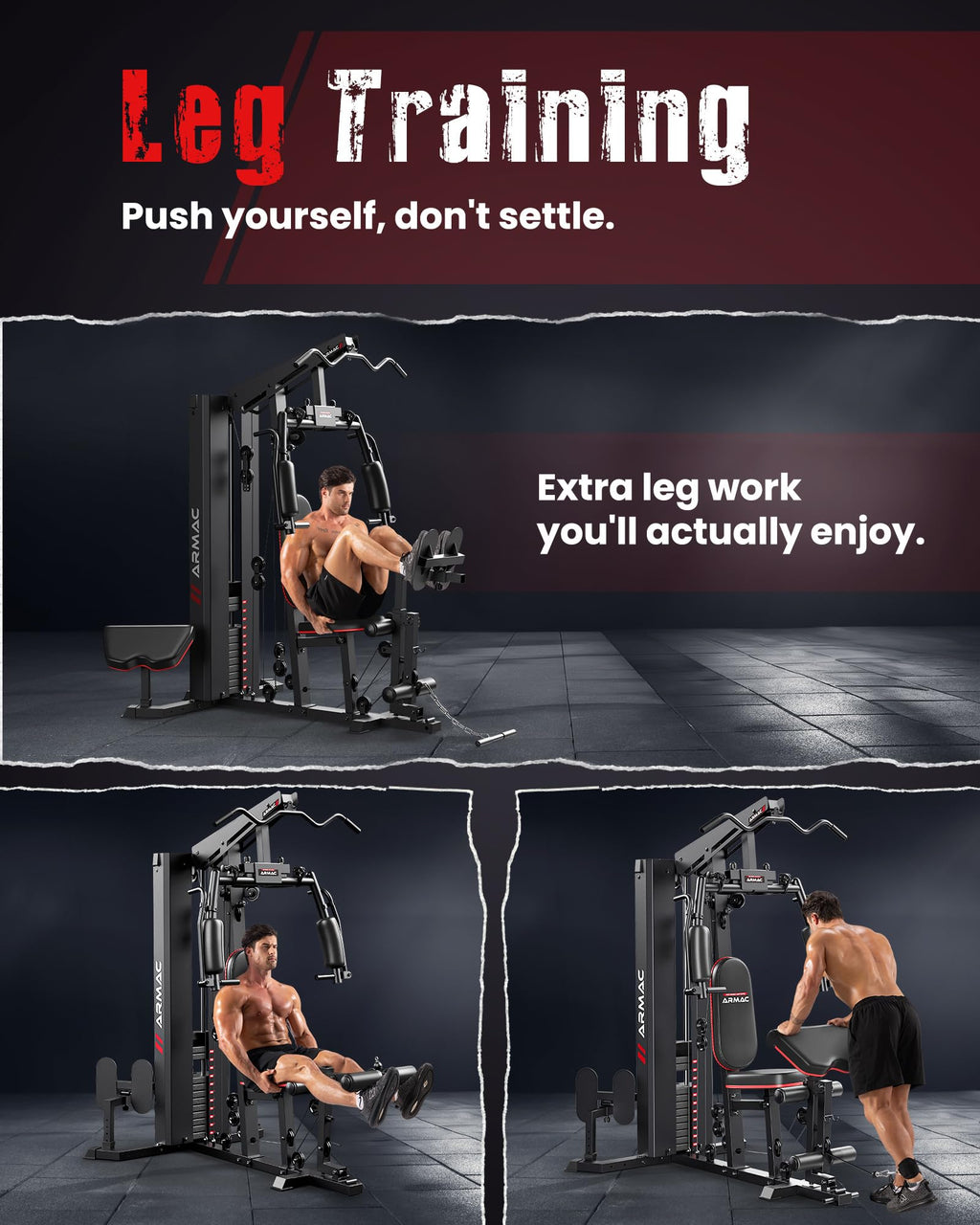 Sportsroyals Home Gym, Multifunctional Workout Station with Leg Press, 150LBS Weight Stack Full Body Workout Equipment for Home Exercise Fitness Strength Training