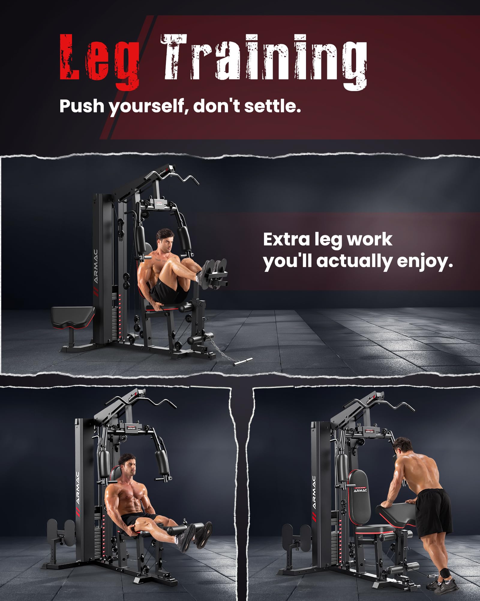 Sportsroyals Home Gym, Multifunctional Workout Station with Leg Press, 150LBS Weight Stack Full Body Workout Equipment for Home Exercise Fitness Strength Training