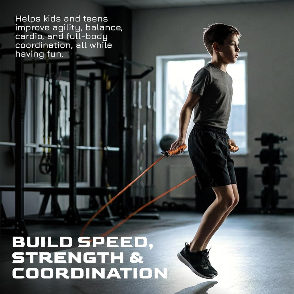 Attack Speed Jump Rope Adjustable Dual-Cable Skipping Rope for Men, Speed & Weighted Options, Fast Fold-Over Adjustment Durable Adult Boxing Rope for Fitness, Cardio Home Gym & Cross Training - Orange