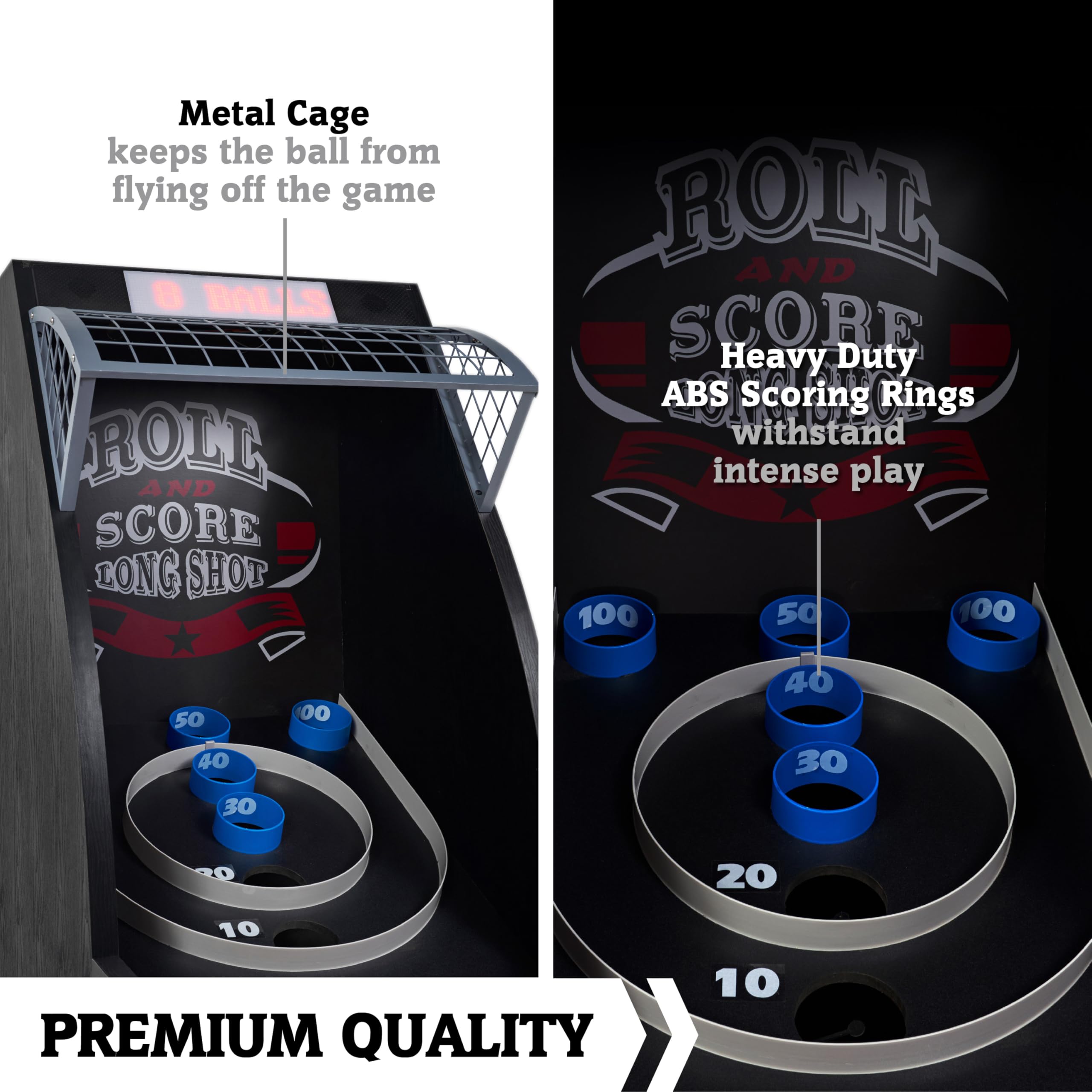 Hall of Games Roll & Score Multiple Styles Arcade Game Collection, Durable & Stylish Designs with Game Balls, Perfect for Family Game Rooms