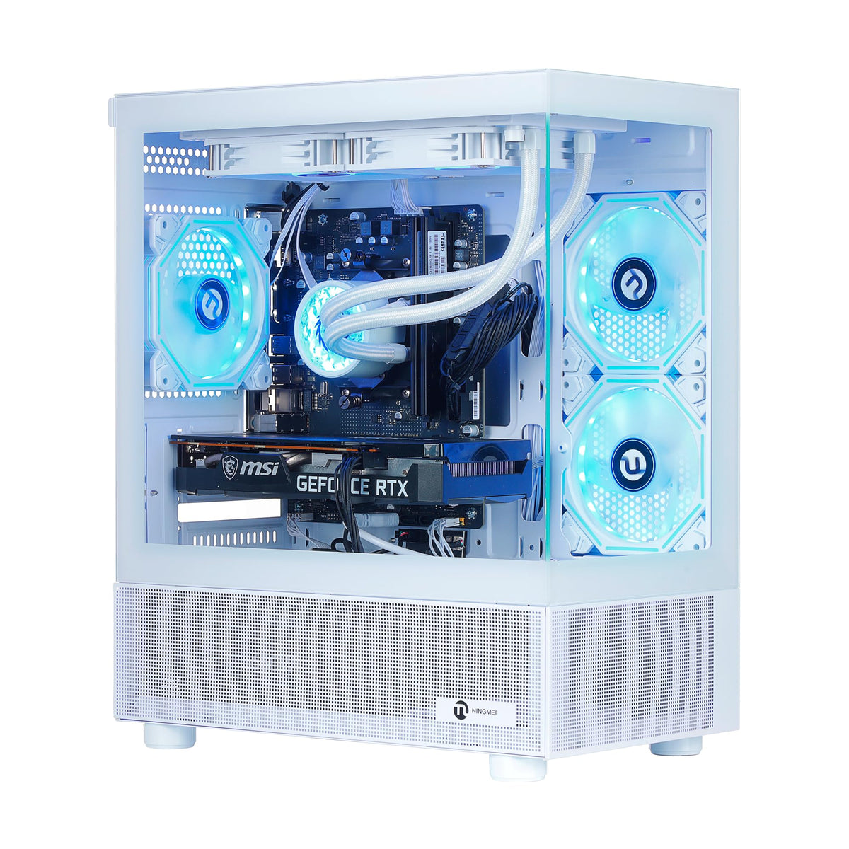 NINGMEI Prebuilt Gaming PC AMD Ryzen 7 5700X RTX 5060 8GB | 32GB DDR4 RAM 1TB Gen4 NVMe M.2 SSD,650W PSU WiFi Ready & Windows 11 Home Gaming Desktop Computer Black