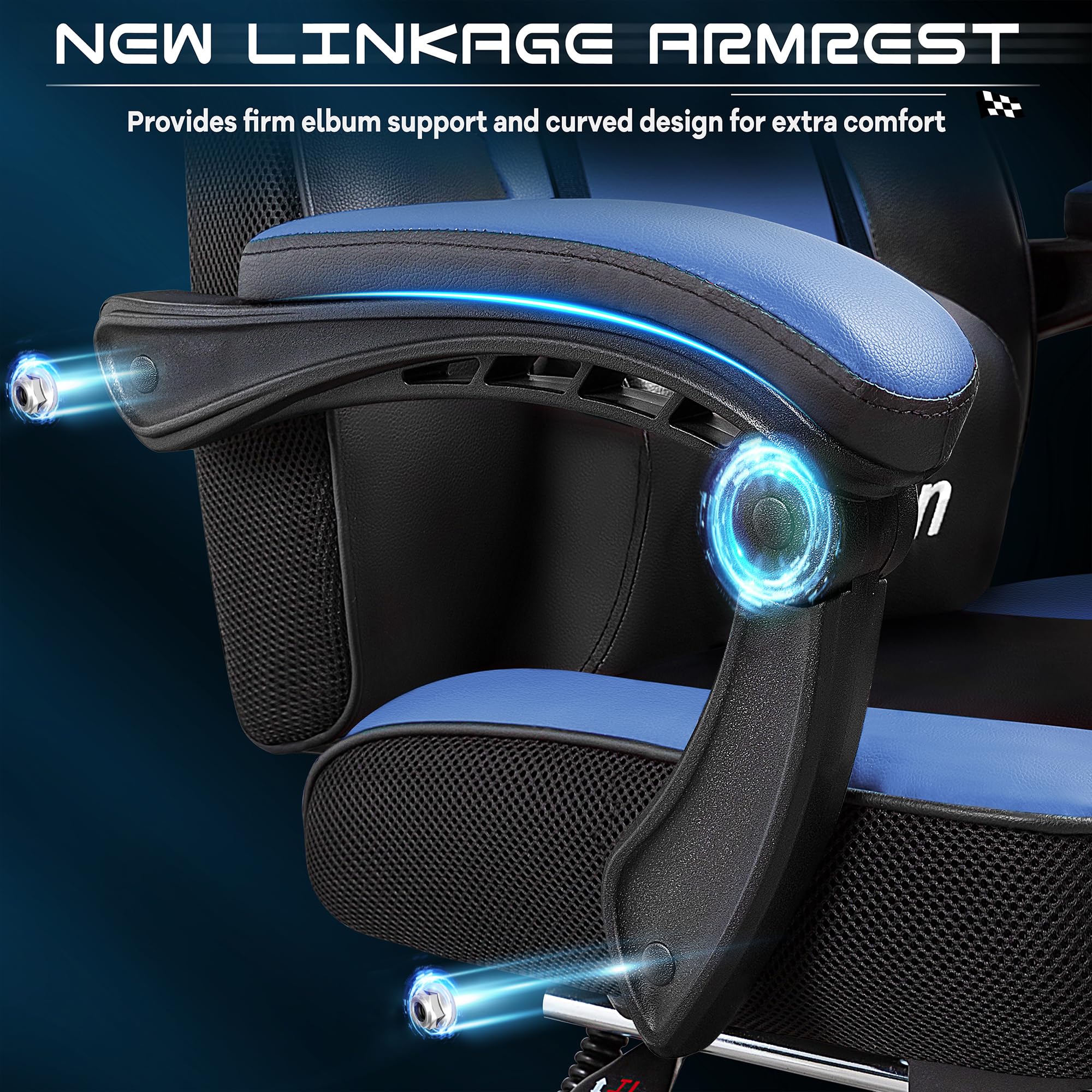 Gaming Chair for Adult, Computer Chair with Footrest Video Game Chair Big and Tall Gaming Chair with Massage Lumbar Support, Adjustable Height and 360° Swivel Seat(Grey)