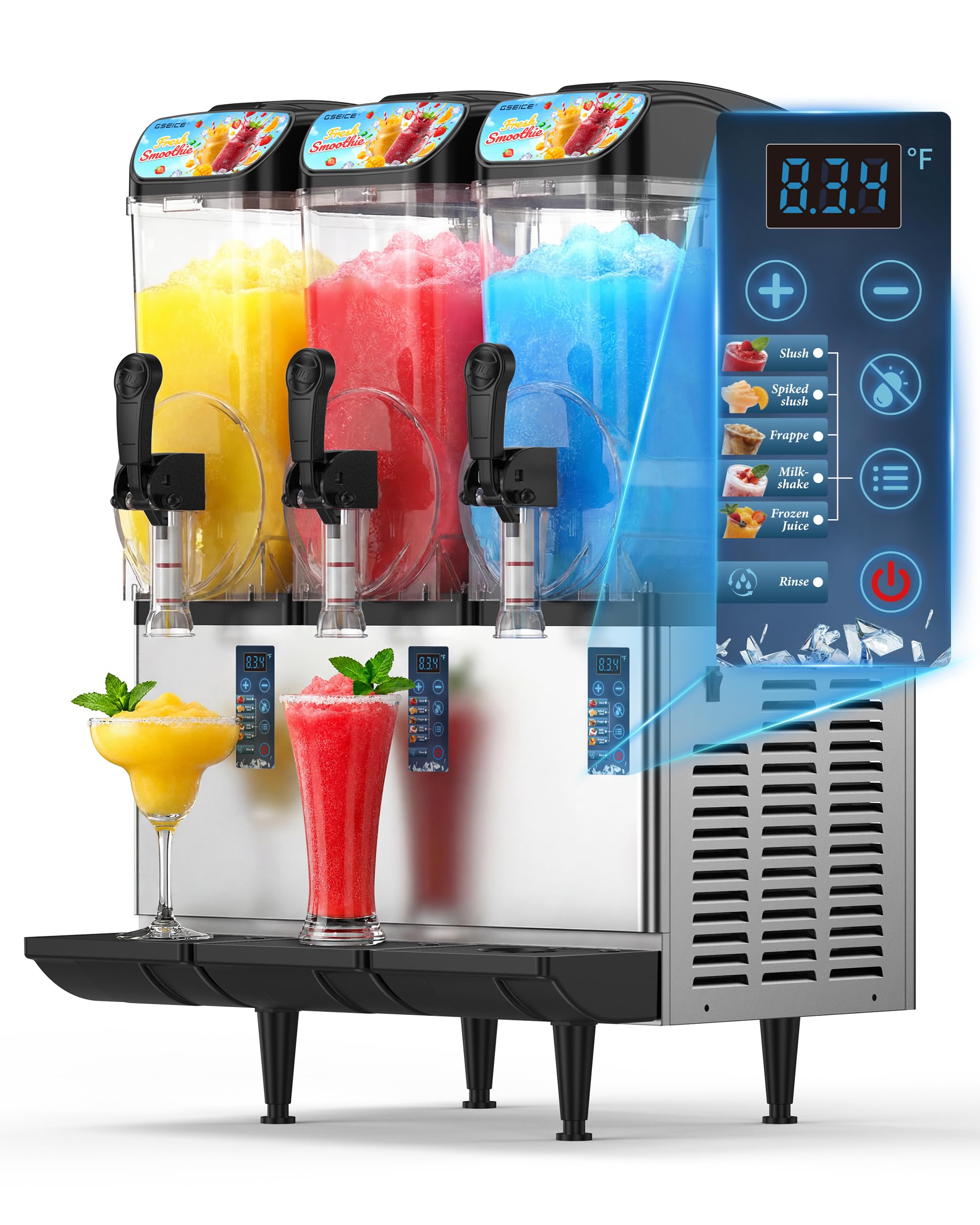Commercial Slushy Machine 8Gal/30L, Margarita Slushie Smoothie Frozen Drink Maker,5-in-1,Wine Daiquiri Frapper Dispenser for Restaurants, Bars,Cafe and Home Party