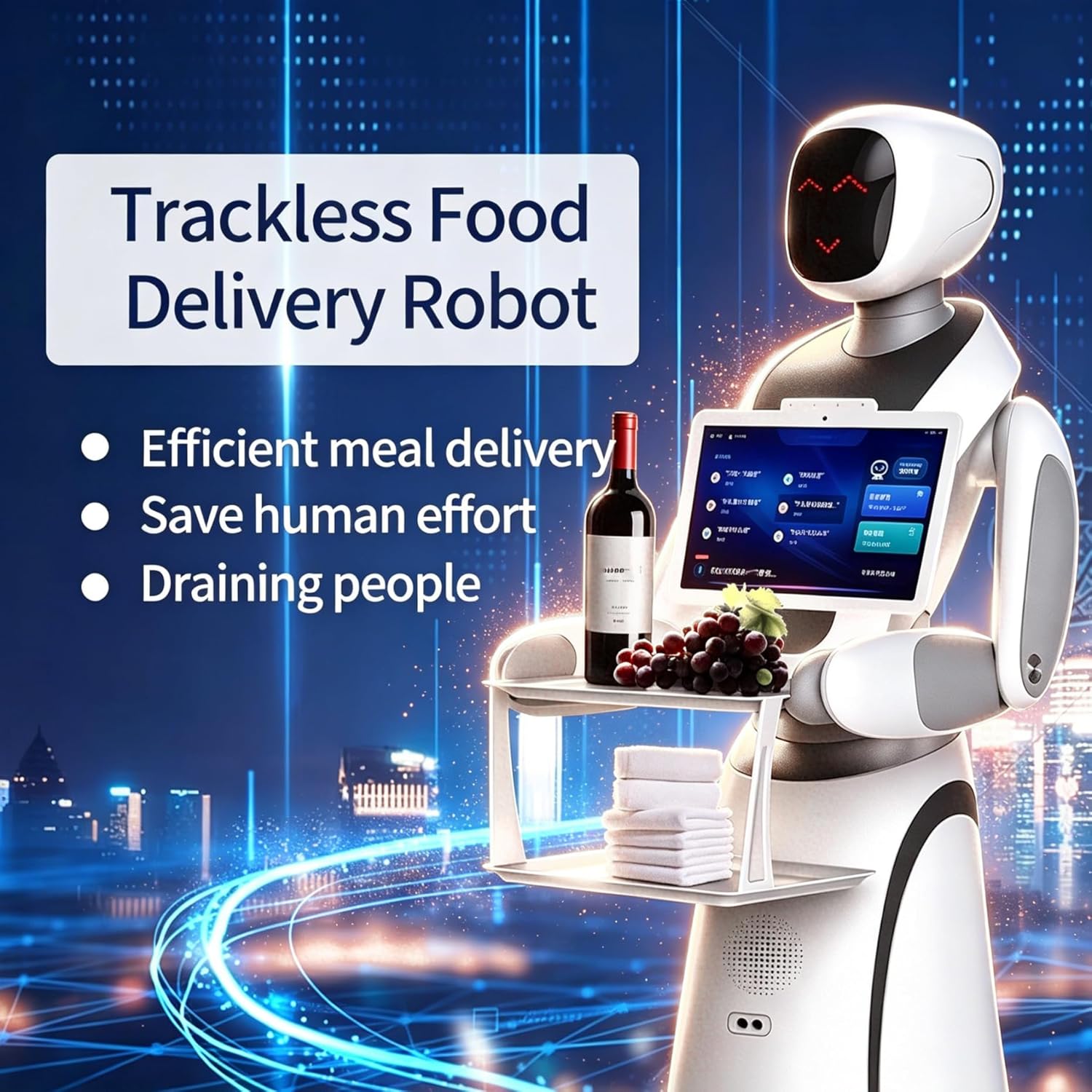 Restaurant Automation Robot Waiter with Smart Navigation and Delivery System, Commercial Food Delivery Robot AI Interaction, Autonomous Obstacle Avoidance