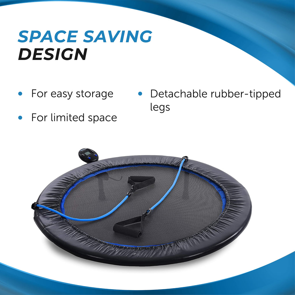 Stamina Folding Trampoline with Smart Workout App, Black - Portable Fitness Rebounder for Home Gym, Cardio & Strength Training, Jumping Exercise Equipment