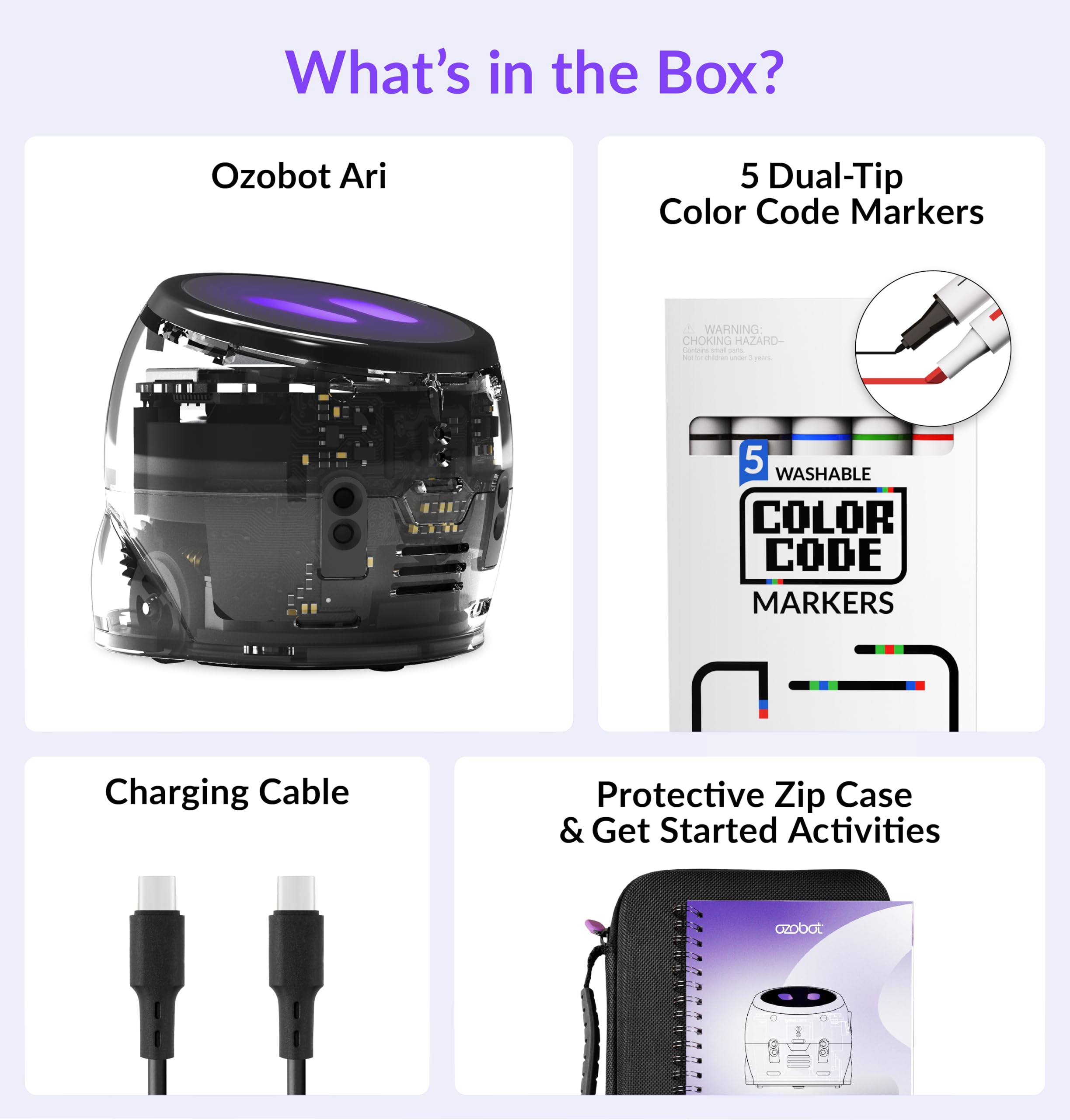 Ozobot Ari Entry Kit | Interactive Learning Robot with Touch Screen, ToF Sensor, Accelerometer, Gyroscope, and AI Integration | Hands-On STEM Education for Classrooms and Homeschool