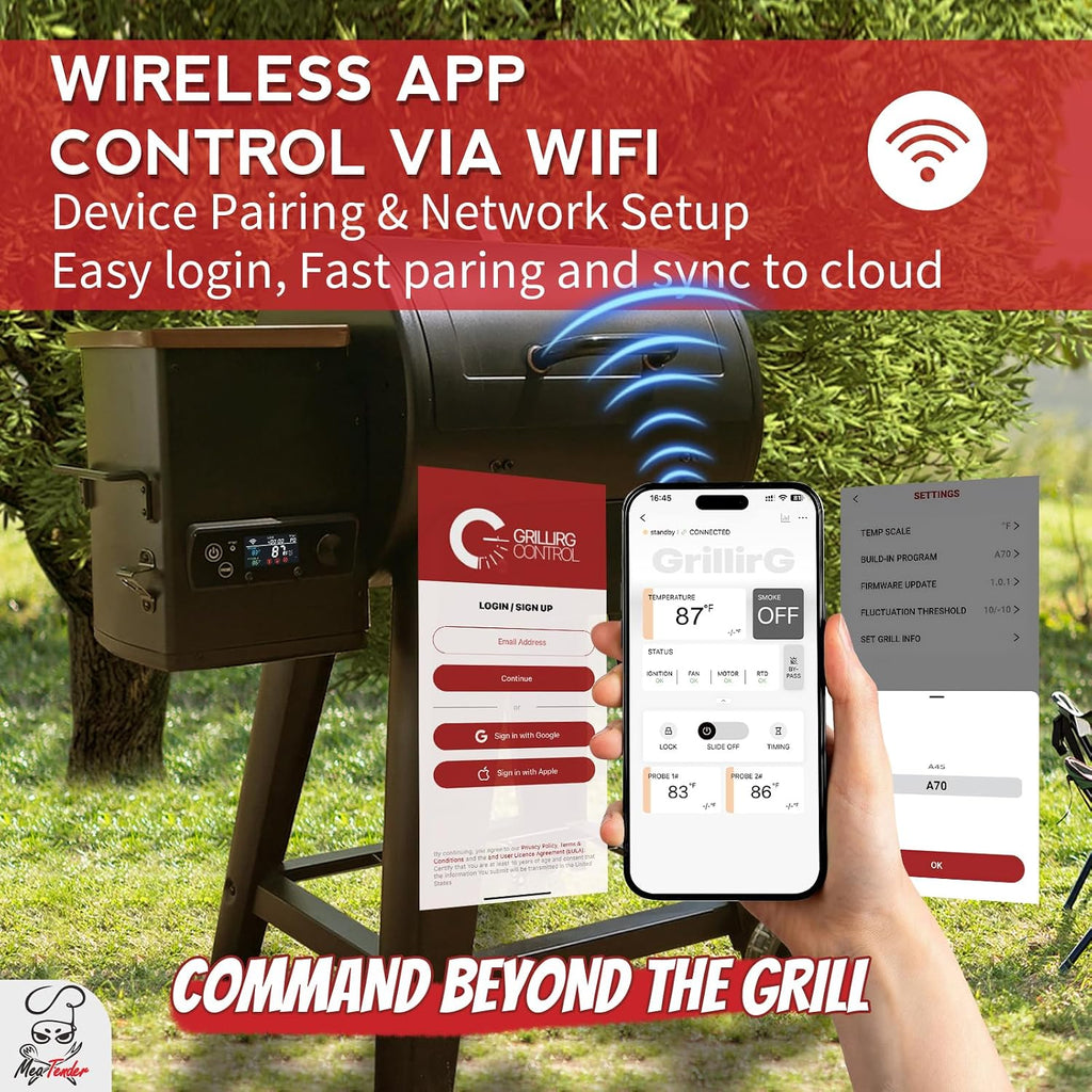 Rectangular WiFi PID Grill Controller Replacement for Pit Boss 440-1600 Navigator, Sportsman, Onyx, Pro Series, Mahogany, Competitiion, Legacy – App Wireless Control Board, 1°F Precision
