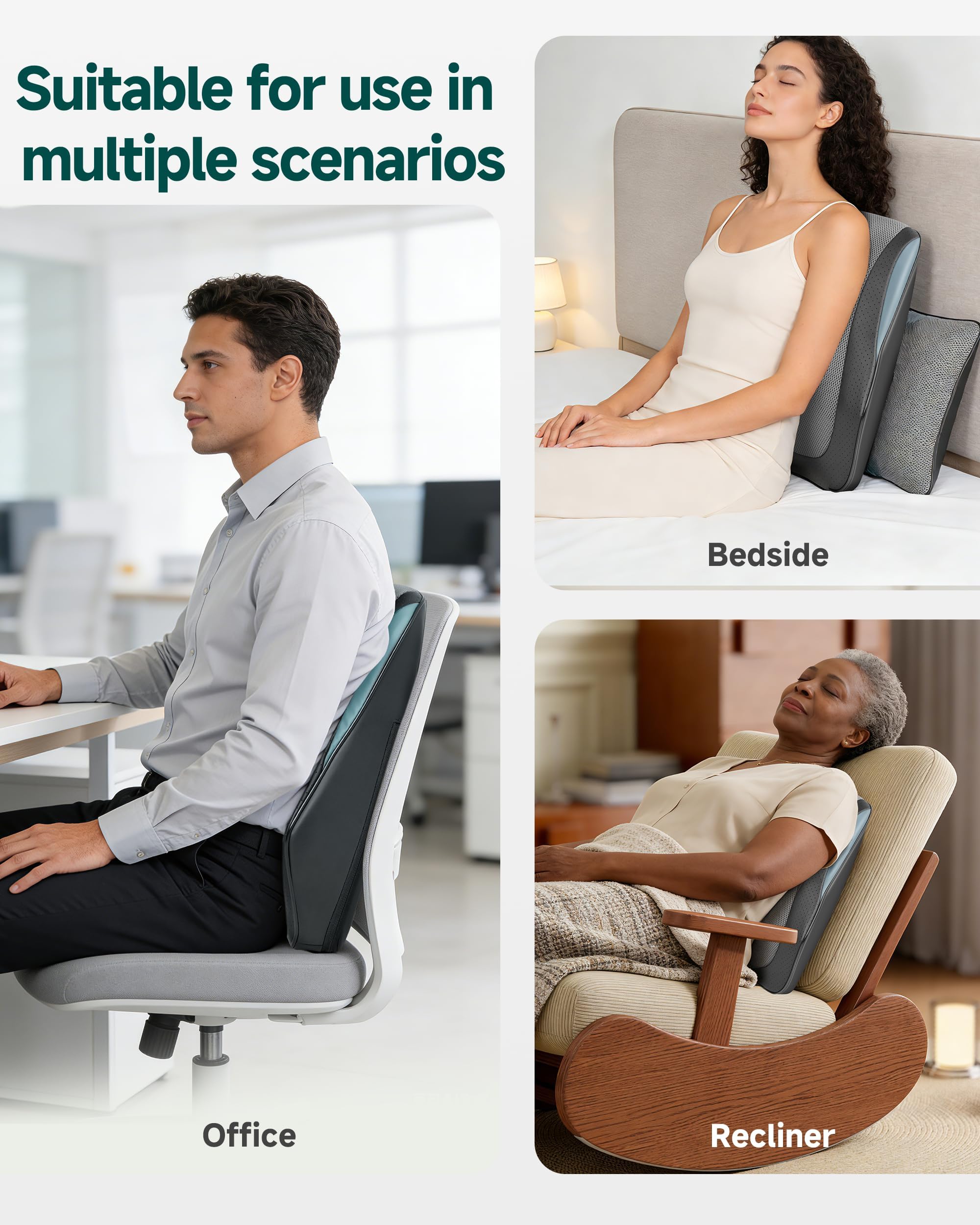 Snailax Back Massager with Heat – 3D Shiatsu Massage Pillow for Neck & Back, Fixed Kneading Nodes, Chair & Sofa Use, Gift for Mom, Dad, Women & Men