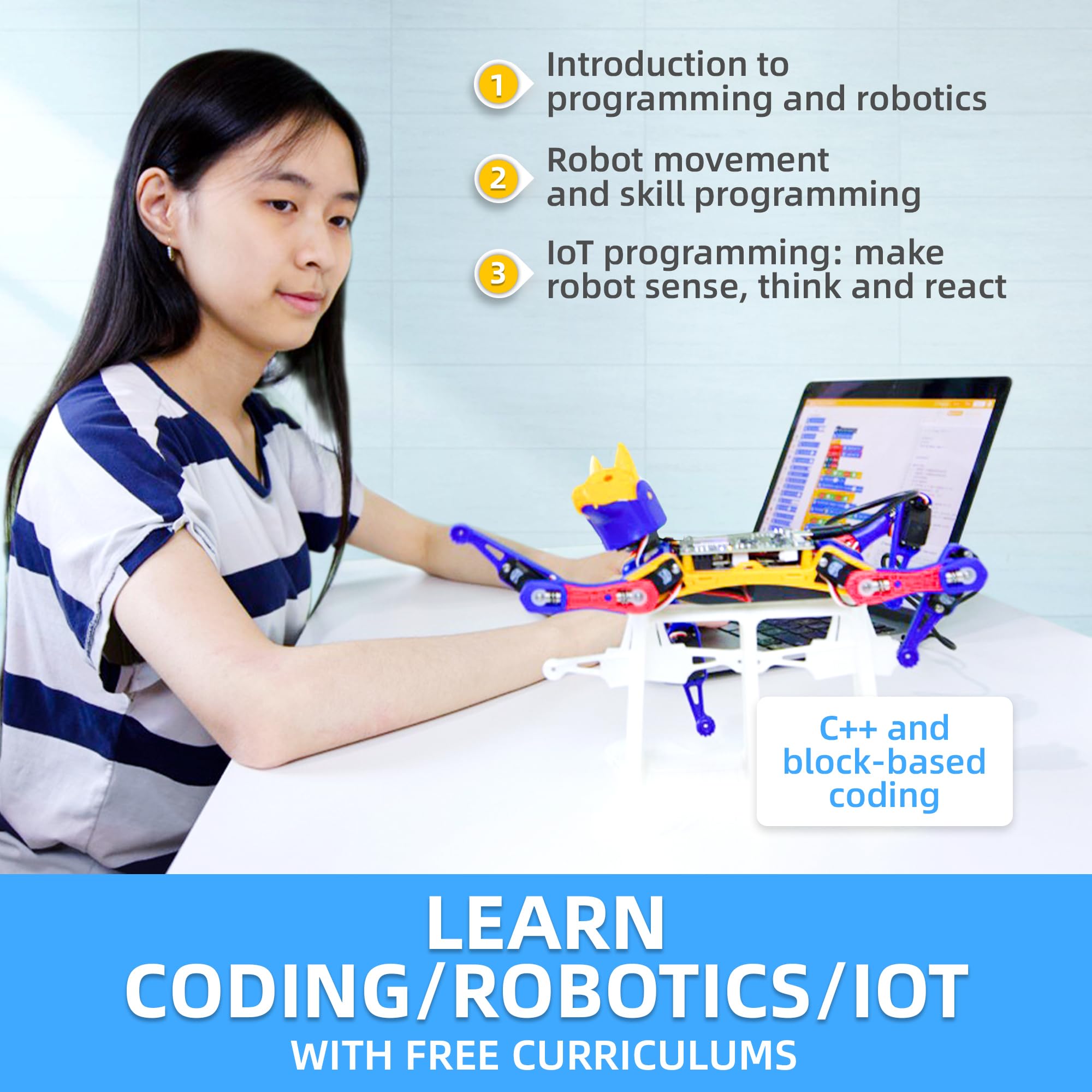 Petoi Programmable Robot Dog Bittle X V2 Lite Servo | Coding Smart Robot Dog Kit, Voice Controlled, Quadruped Interactive Robot for Kids (Bittle X V2 - lite servos - Construction - Yellow + Black)