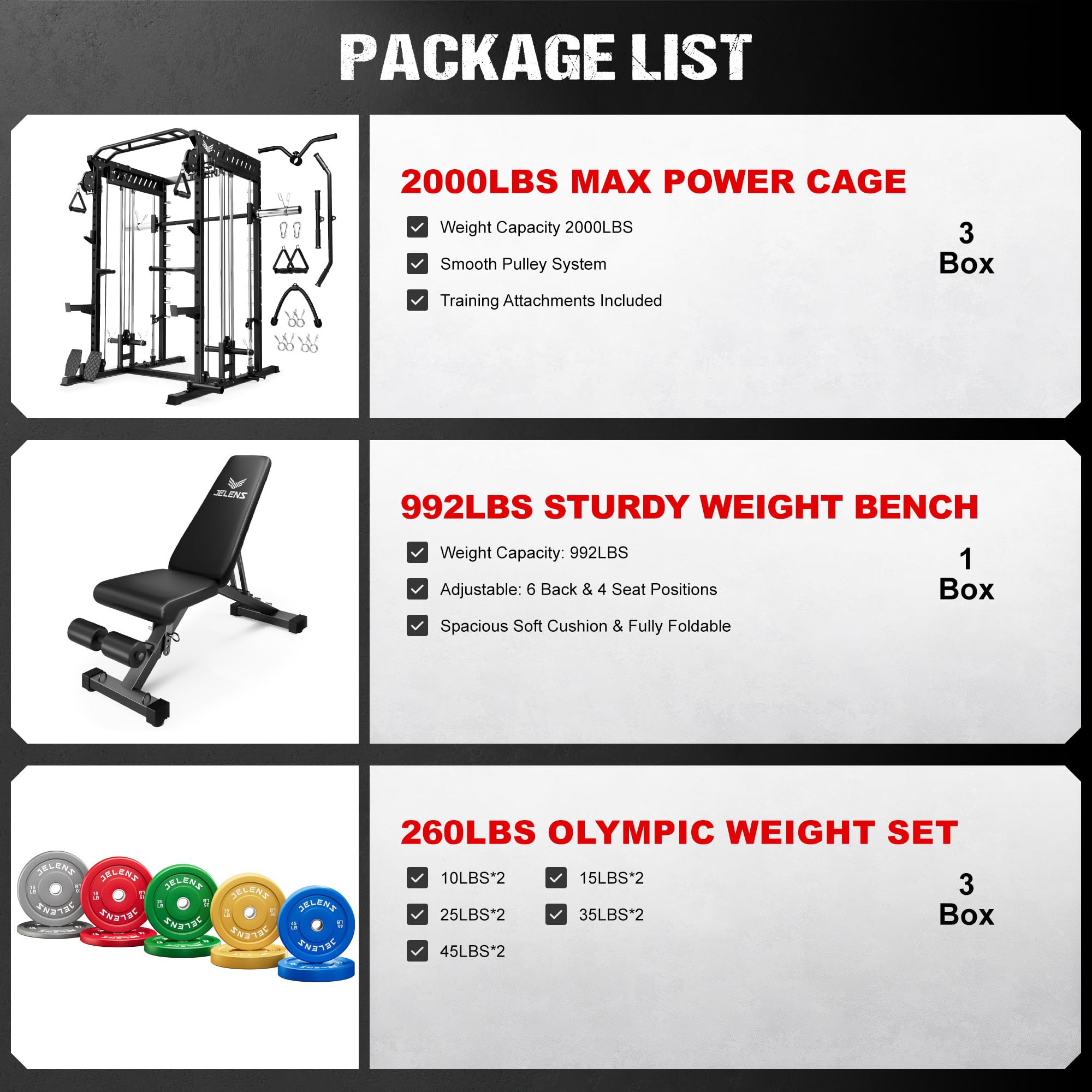 JELENS M21 Smith Machine, Multi-Function Power Cage with Dual Pulley Cable Crossover System, 2000LBS All-in-One Squat Rack with Smith Bar and Attachments for Home Gym