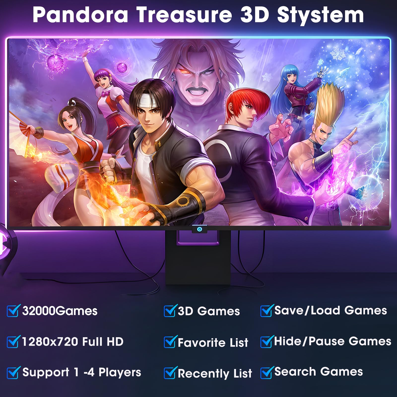 32000 in 1 Pandoras Box,Retro Arcade Game Console with Two Separate Host for PC & Projector & TV,3D Games,1-4 Players, Favorite List Game Category Save/Search/Hide/Pause