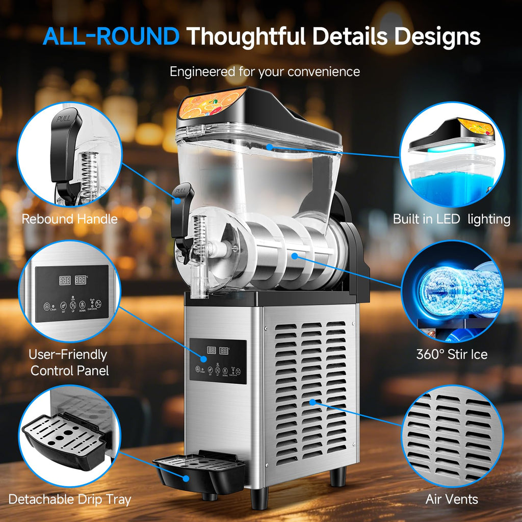 Slushy Machine,15L x2 Double Tanks Comercial Margarita &Slushie Machine,120+ Cups 1000W 110V Electric Large Daiquiri Machine with Self-cleaning Mode,for Home Party Restaurants Cafe Bars