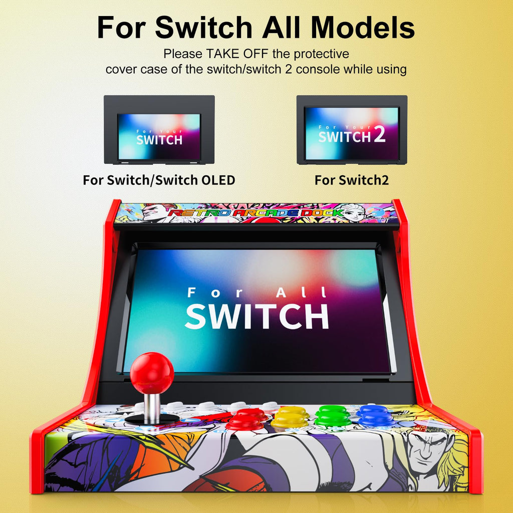 Retro Arcade Machine for Switch/OLED/Switch 2 with Screenshot Icon Button, Orange and Blue (Screen Not Included)