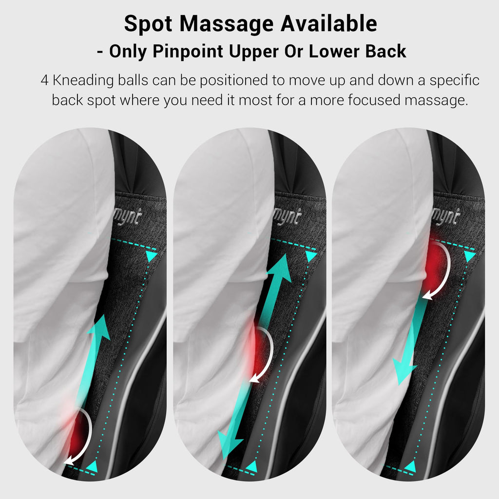 Mynt FSA Eligible HSA Approved Shiatsu Neck and Back Massager for Chair with 10 Deep Kneading Nodes, 2D & 3D Back Massage with Heat, Portable Spot Massage Chair Pad (Black)