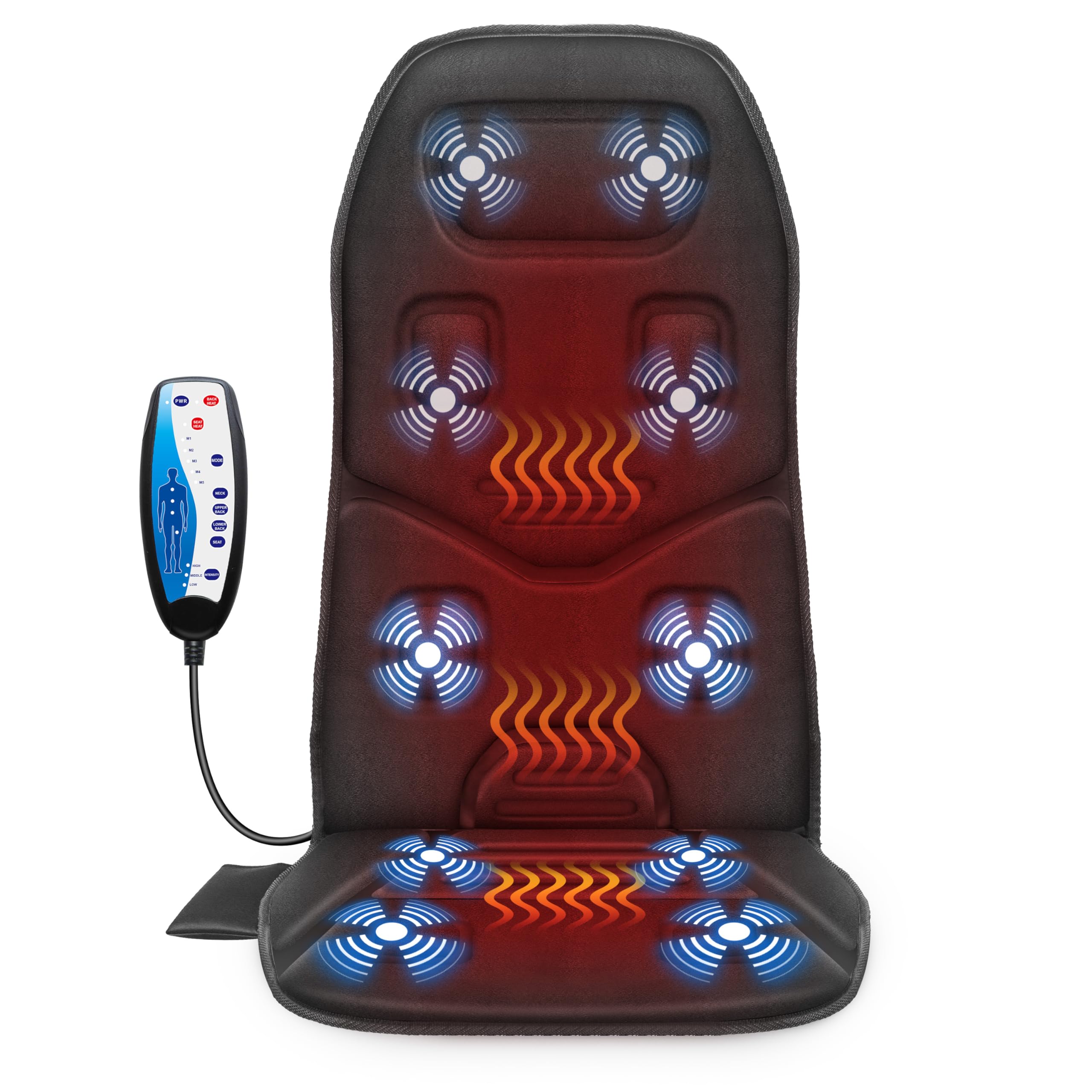 COMFIER Vibration Back Massager Seat Cushion with Heat,Father Day Dad Gifts for Men,10 Motors Massage Chair Pad,Chair Massager for Pain Relief at Office/Home, Father Day Gift