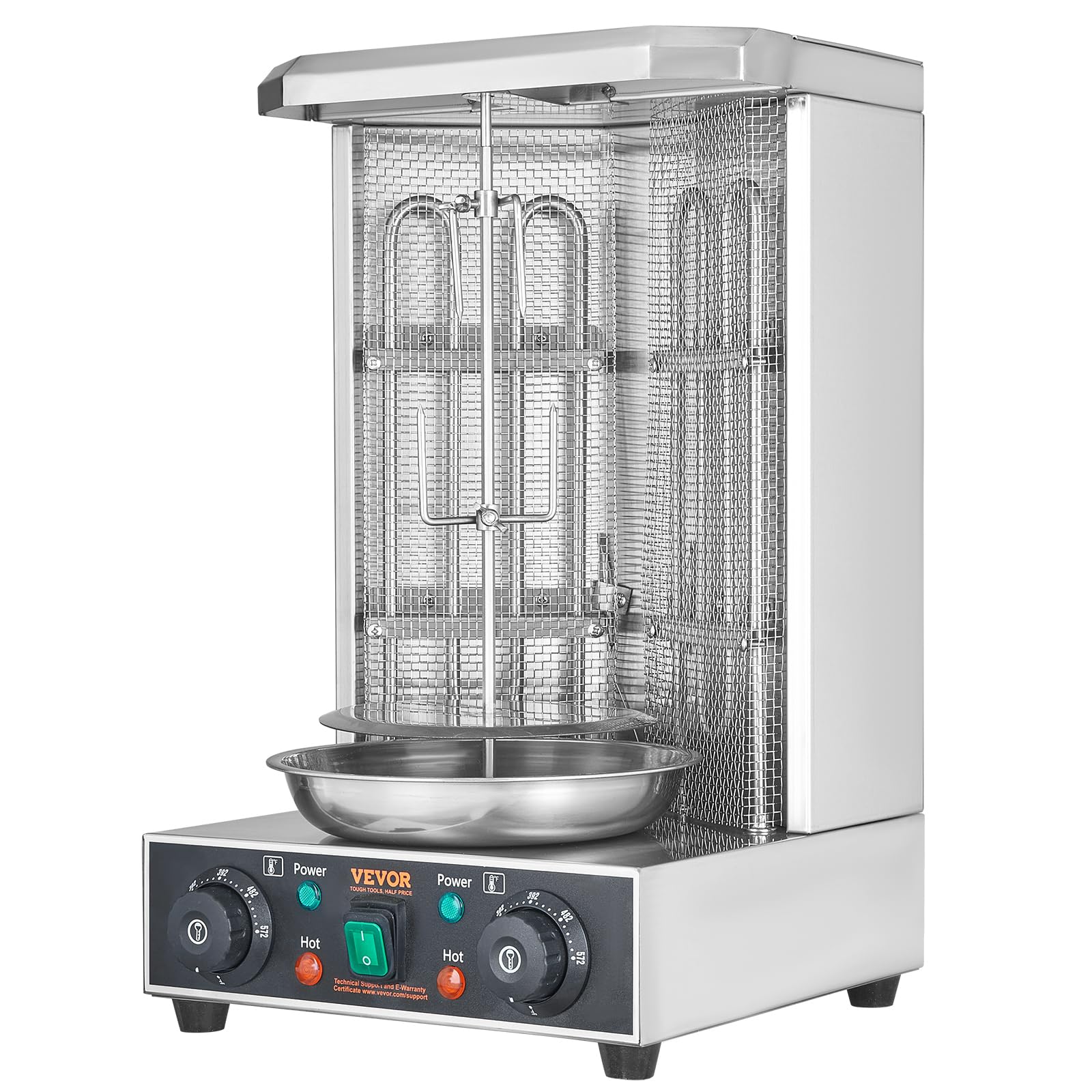 VEVOR Shawarma Grill Machine, Chicken Shawarma Cooker Machine Countertop, Electric Stainless Steel Broiler Gyro Rotisserie Oven Doner Kebab Machine, for Home Restaurant Kitchen Parties