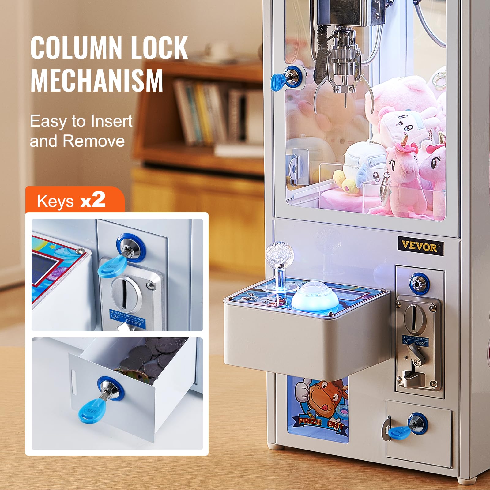 VEVOR Claw Crane Machine, Medium-Sized Arcade Game Machine with Claw + Grabber Double-Layer, Light & Sound, Toy Candy Grabber Prize Dispenser Vending Toy, for Commercial Home Cinema, Black Purple