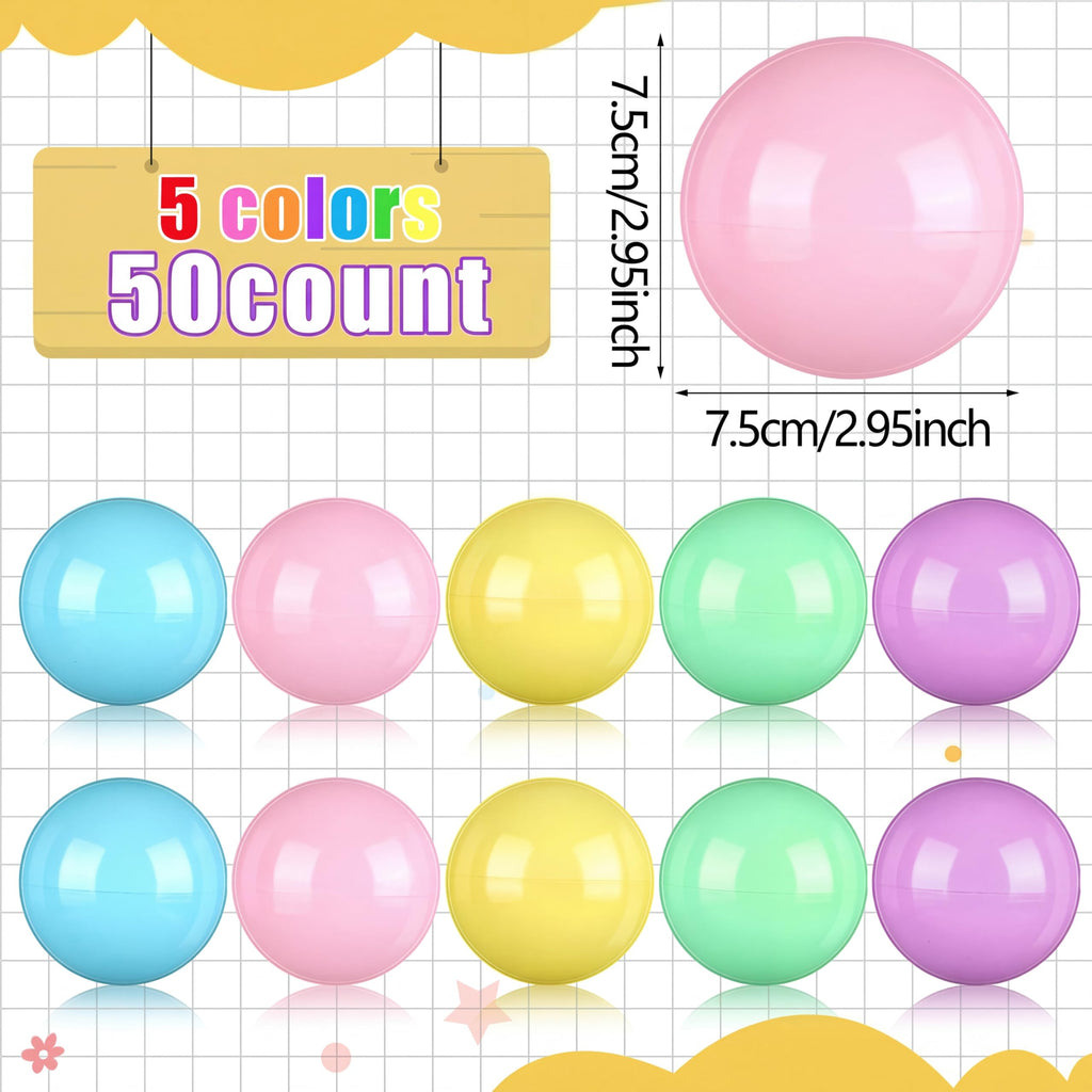 Sosation 150 Pcs 1.77 Inch Gumball Vending Machine Capsules Empty Round Plastic Containers for Prizes Party Favors (Stylish Color)