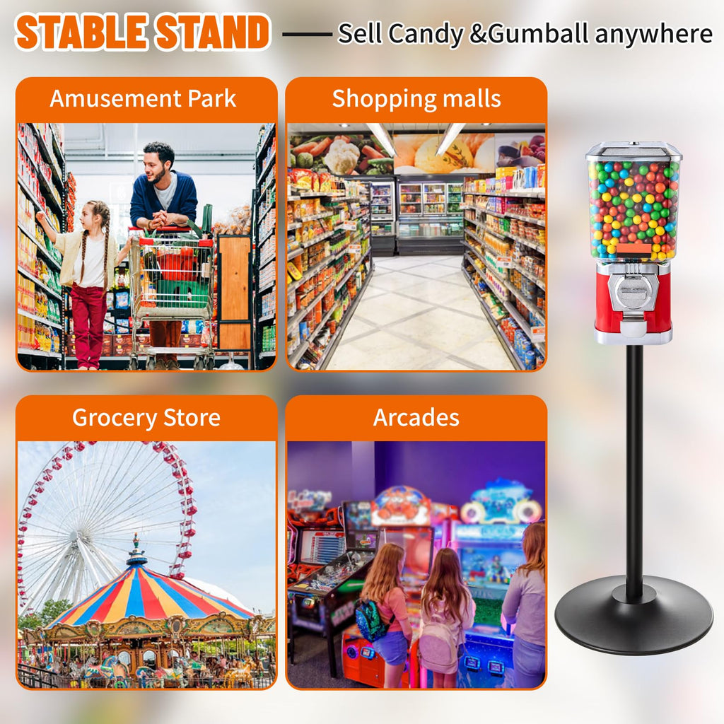 Maxdot Double Metal Stand for Gumball Machine Candy Popcorn Vending Specially Made for 2 Small Candy Machines Cast Iron 28” Tall with 18” Round Base Replacement Part, Black Only The Stand