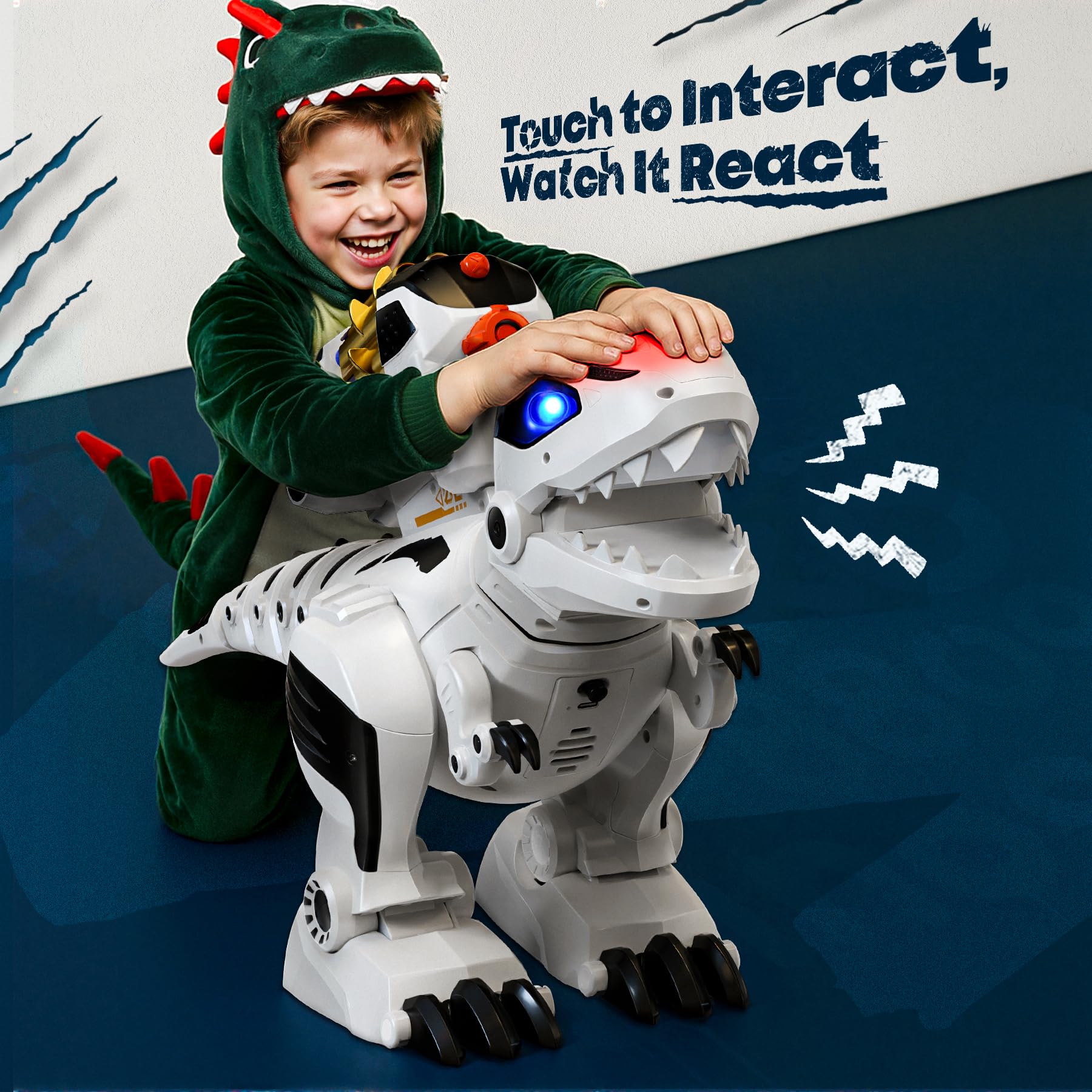 Ruko 8809 Remote Control Robot Dinosaur Toys for Kids, Large Rechargeable Toys, STEM Programmable Interactive with Sound Effects, Birthday Gifts for Boys & Girls Age 3 4 5 6 7 8