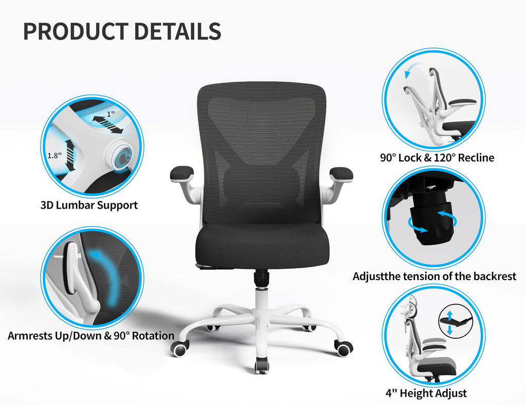 Ergalithic Ergonomic Office Chair - X-Shaped Computer Desk Chairs Comfy, Mesh High-Back Gaming Chair with Adjustable Lumbar Support, Executive Task Chair for Adults, Comfortable for Long Hours