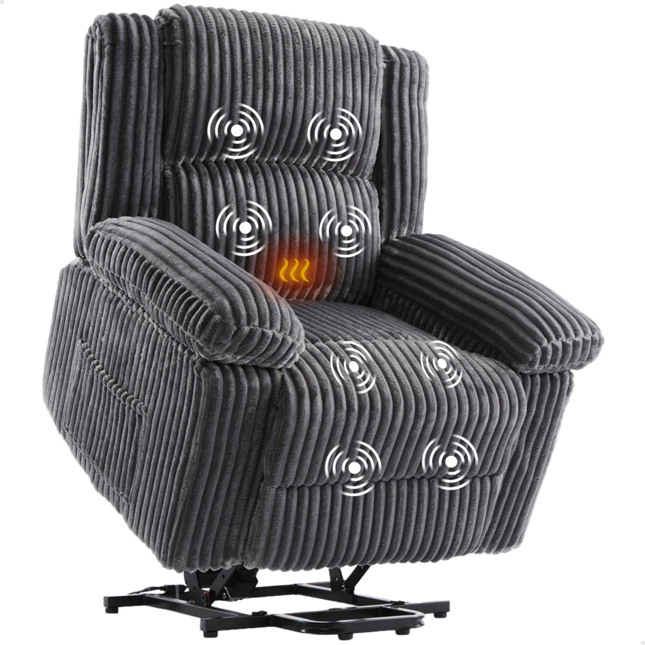 GarveeHome Power Lift Recliner Chair - Heat and Massage, PU Leather Electric Lift Recliner for Elderly & Mobility Impaired，Reclining Sofa with Side Pocket for Living Room