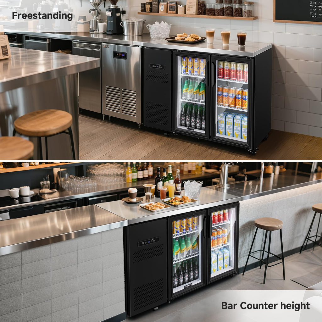 BODEGACOOLER Commercial Beverage Refrigerator with Glass Door,12.5 Cu.Ft Display Merchandiser Drink Refrigerator,Upright Commercial Bar Fridge,Display Drink Cooler,Soft LED Light,Romovable Shelves
