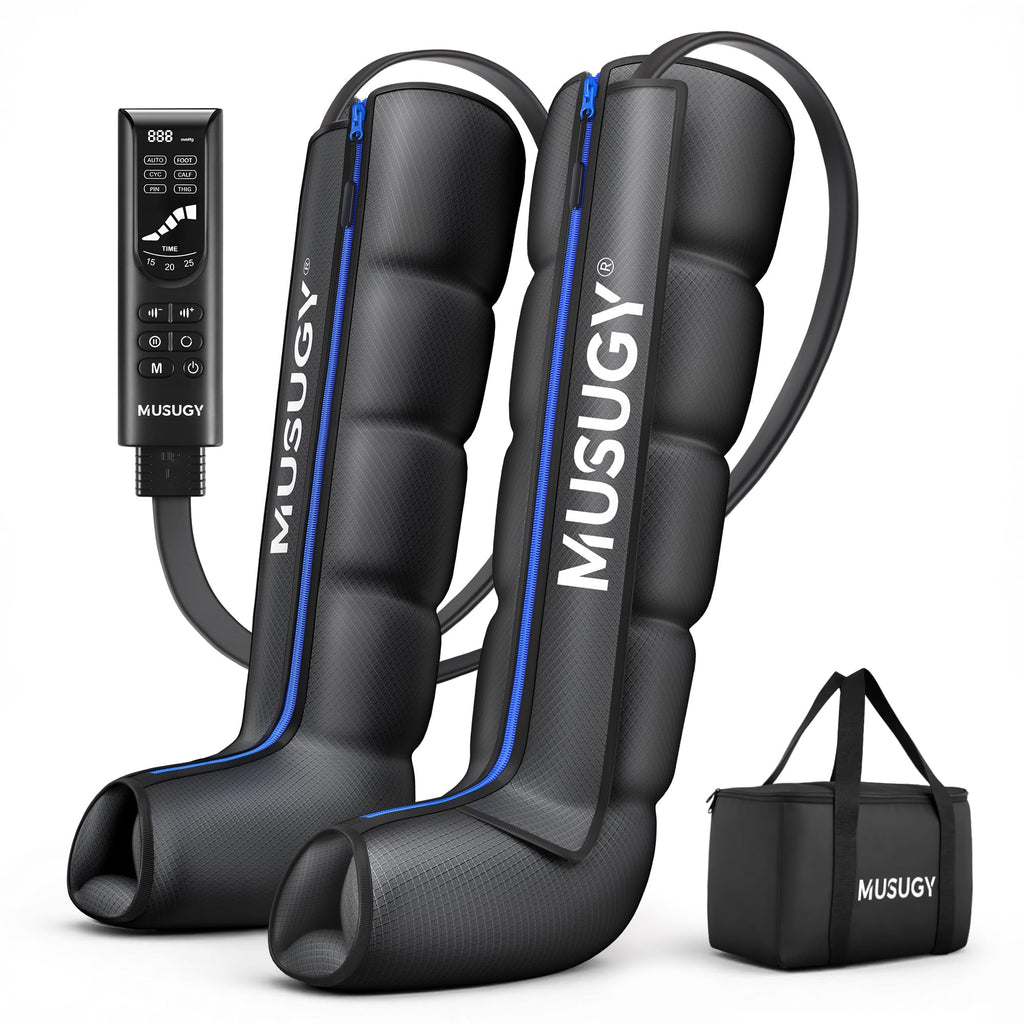 Sequential Leg Compression Massager for Circulation : Full Leg Air Compression Boots for Massage Therapy & Fatigue Relief - 9 Intensity, 6 Modes, 3 Timers for Athletes, Runners, Gym (Large)