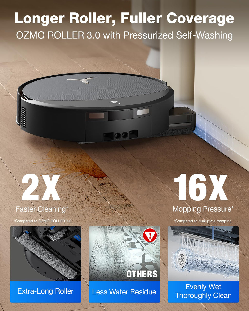ECOVACS DEEBOT X9 PRO Omni Robot Vacuum and Mop, 16,600Pa Suction, OZMO Roller Self-Washing Mop, ZeroTangle 3.0, Triple Lift System, AI Navigation, Hands-Free Station